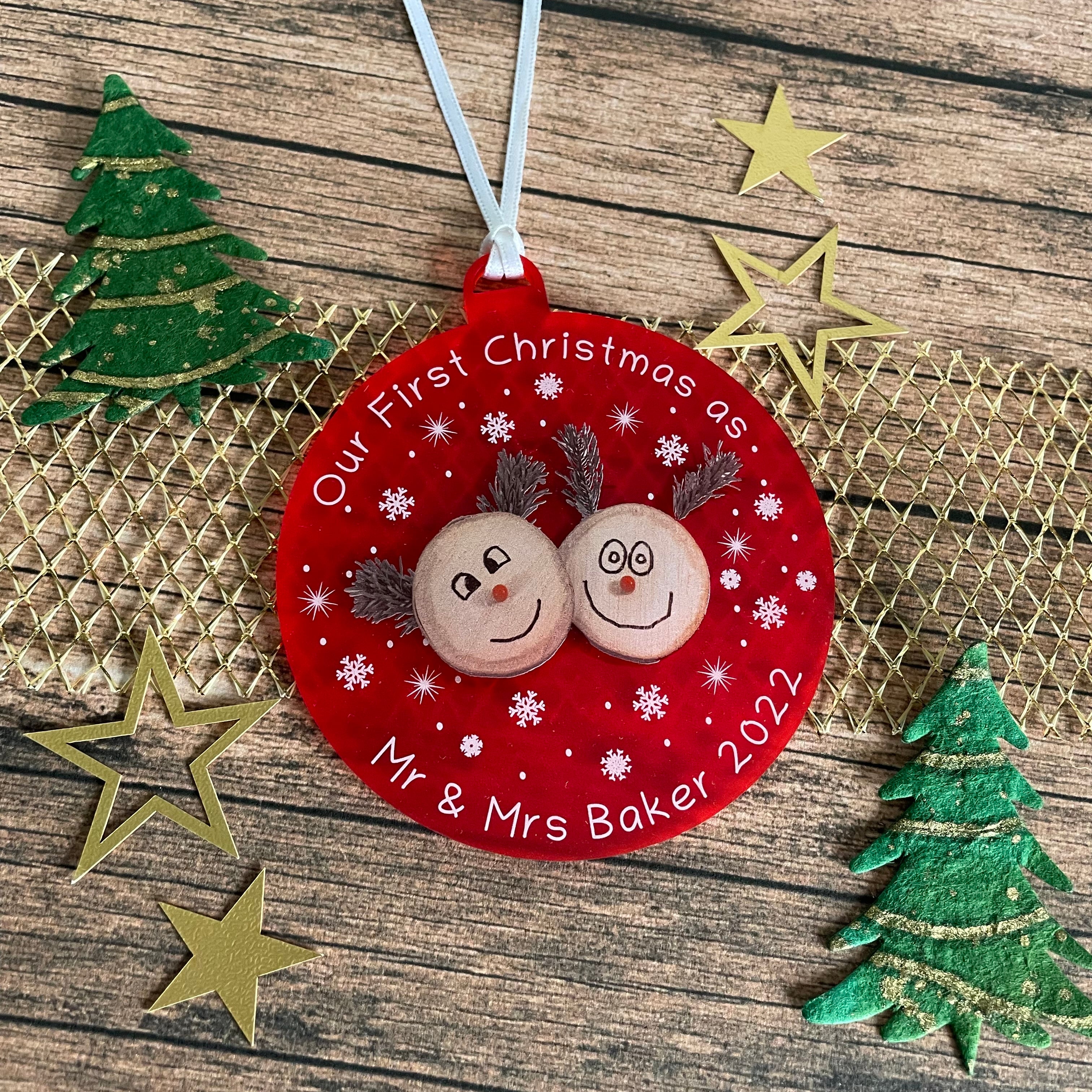 First Christmas Married Personalised 2023 Wedding Bauble Mr | Mrs Tree Hanging Decoration