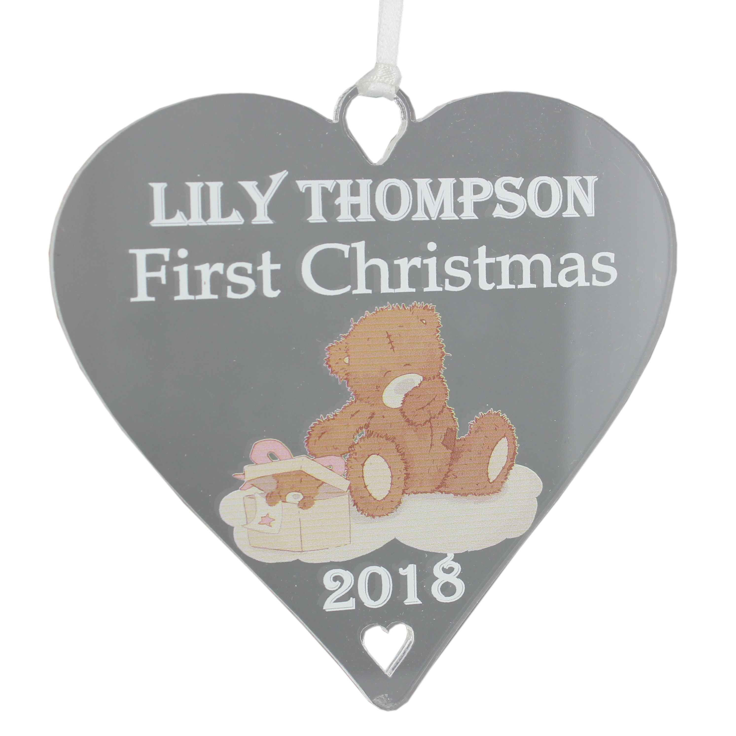 Personalised Baby Name Teddy Bear Gift - 10cm Heart