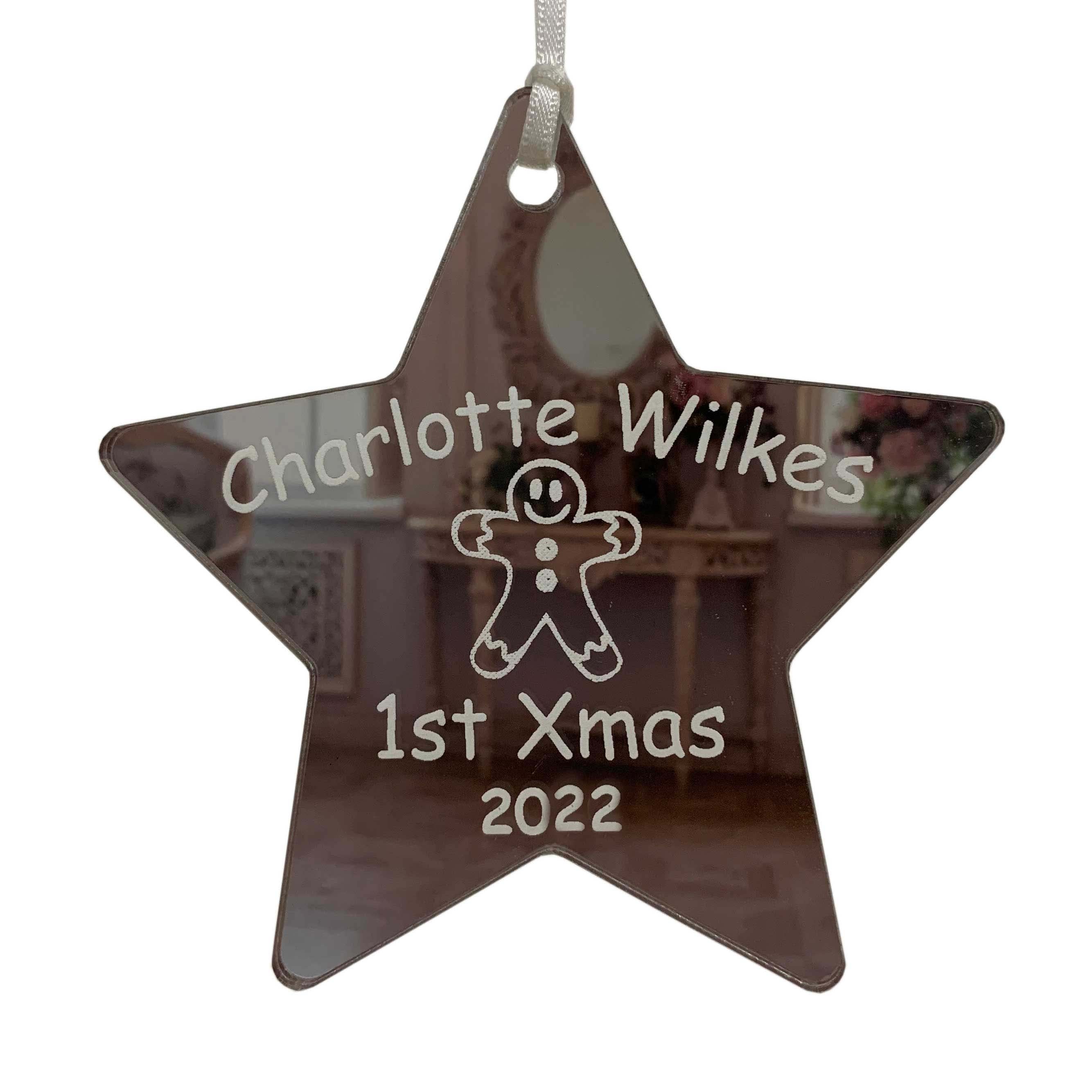 Babies First Christmas 2023 Personalised Baby's 1st Xmas Gingerbread Man - 10cm Star