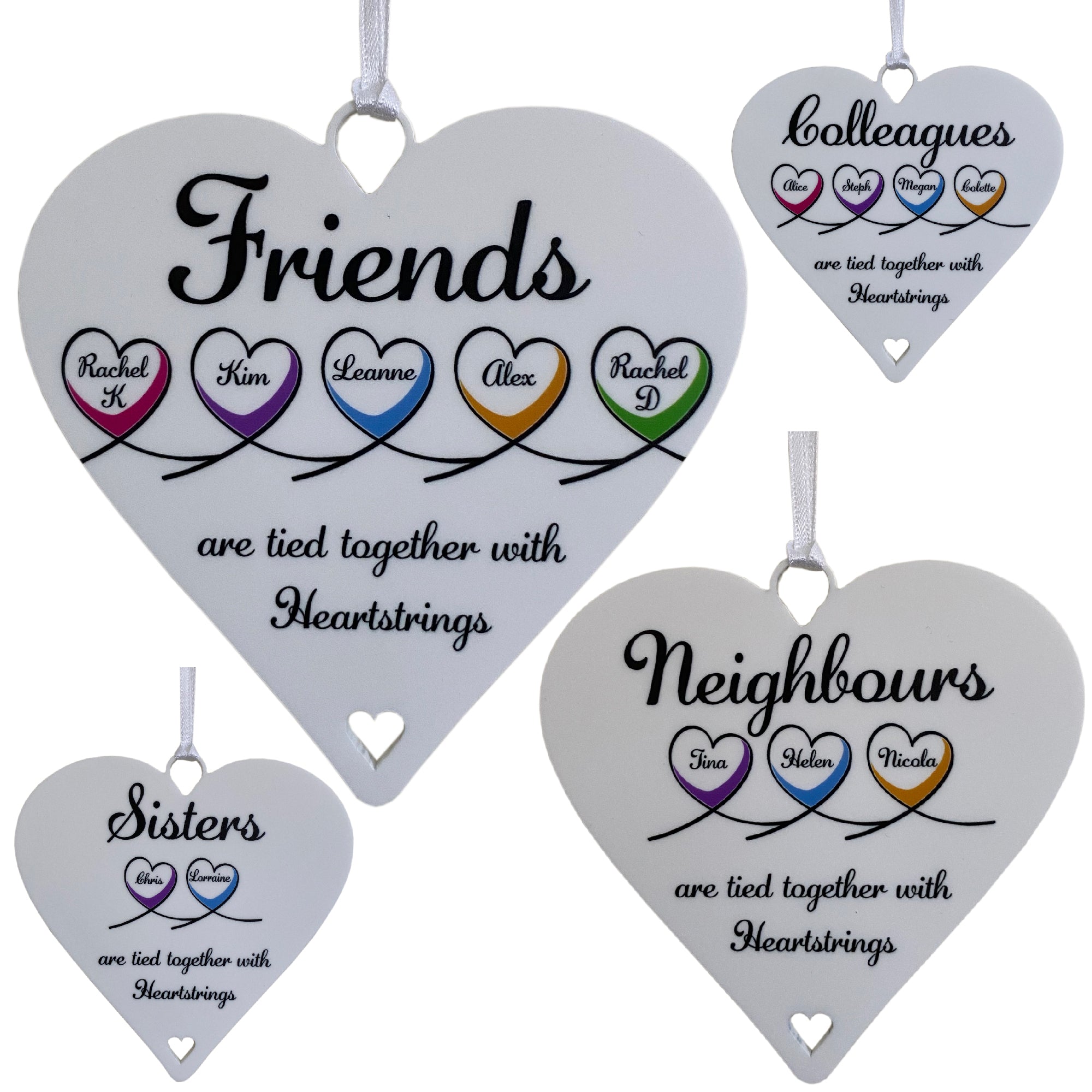 Friendship Gifts Personalised Best Friends Heartstrings Plaque - 10cm Heart