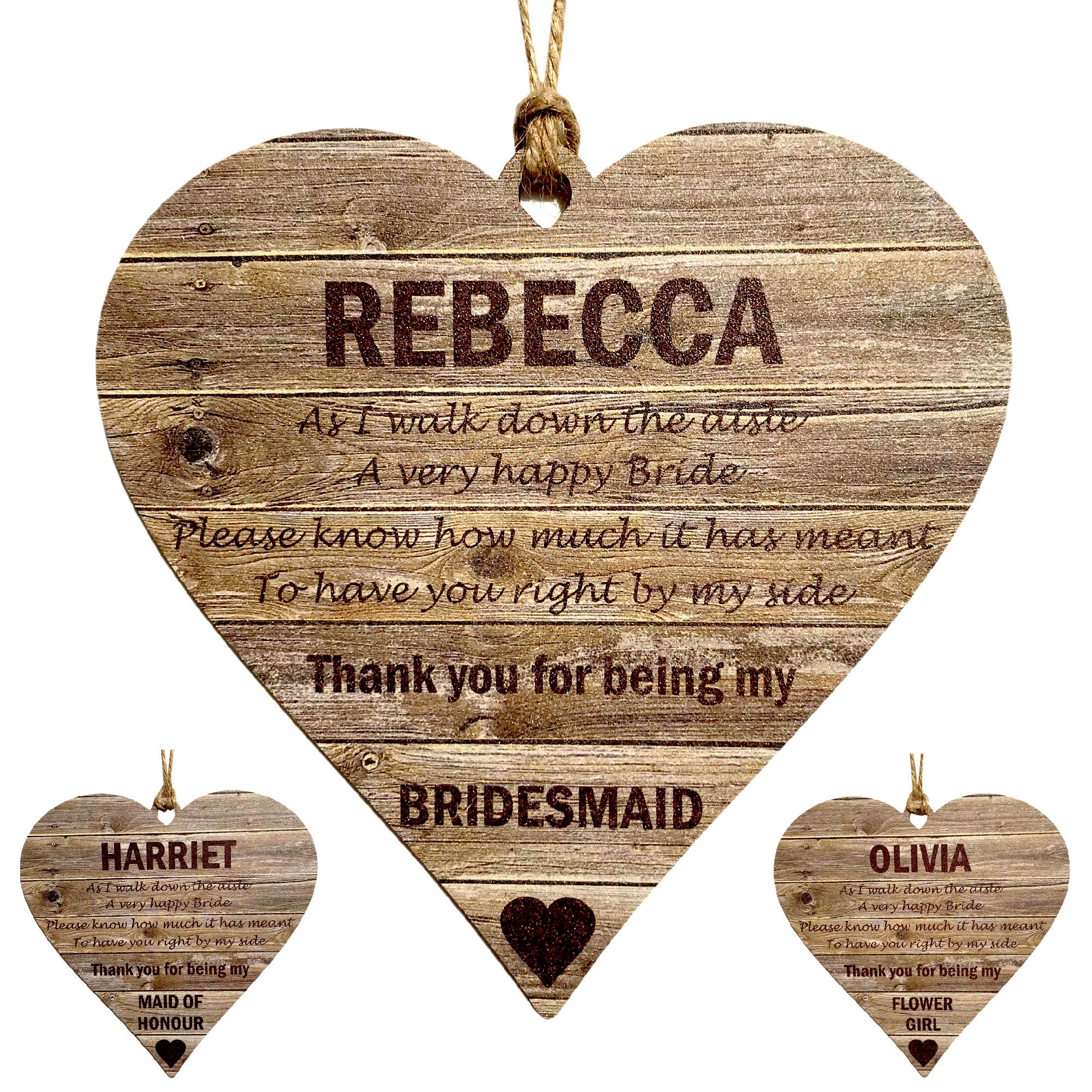 Thank you for being my Bridesmaid | Maid of Honour | Flower Girl - Personalised 14cm Plaque