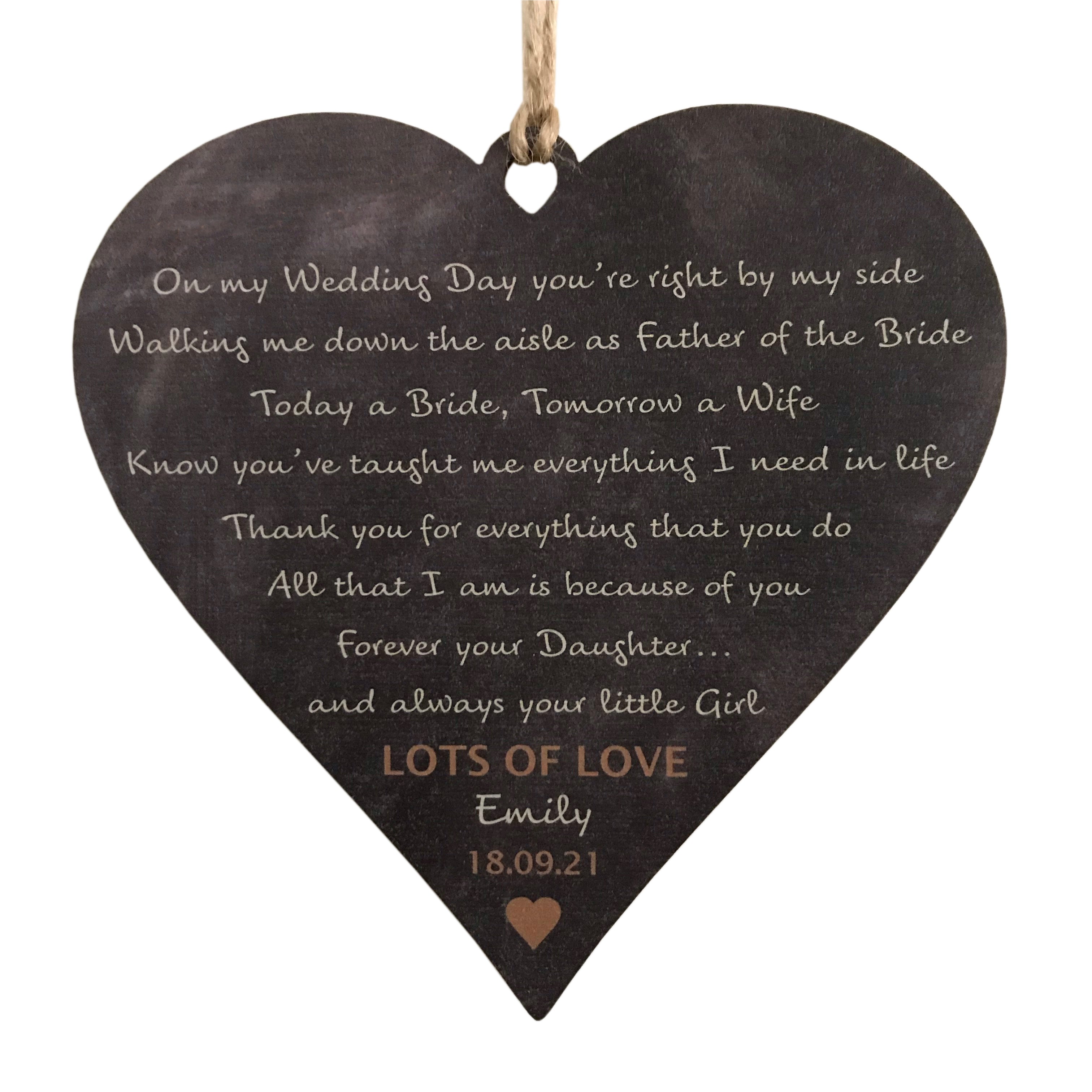 Personalised Father of the Bride Wedding Gift from Daughter - 14cm Plaque