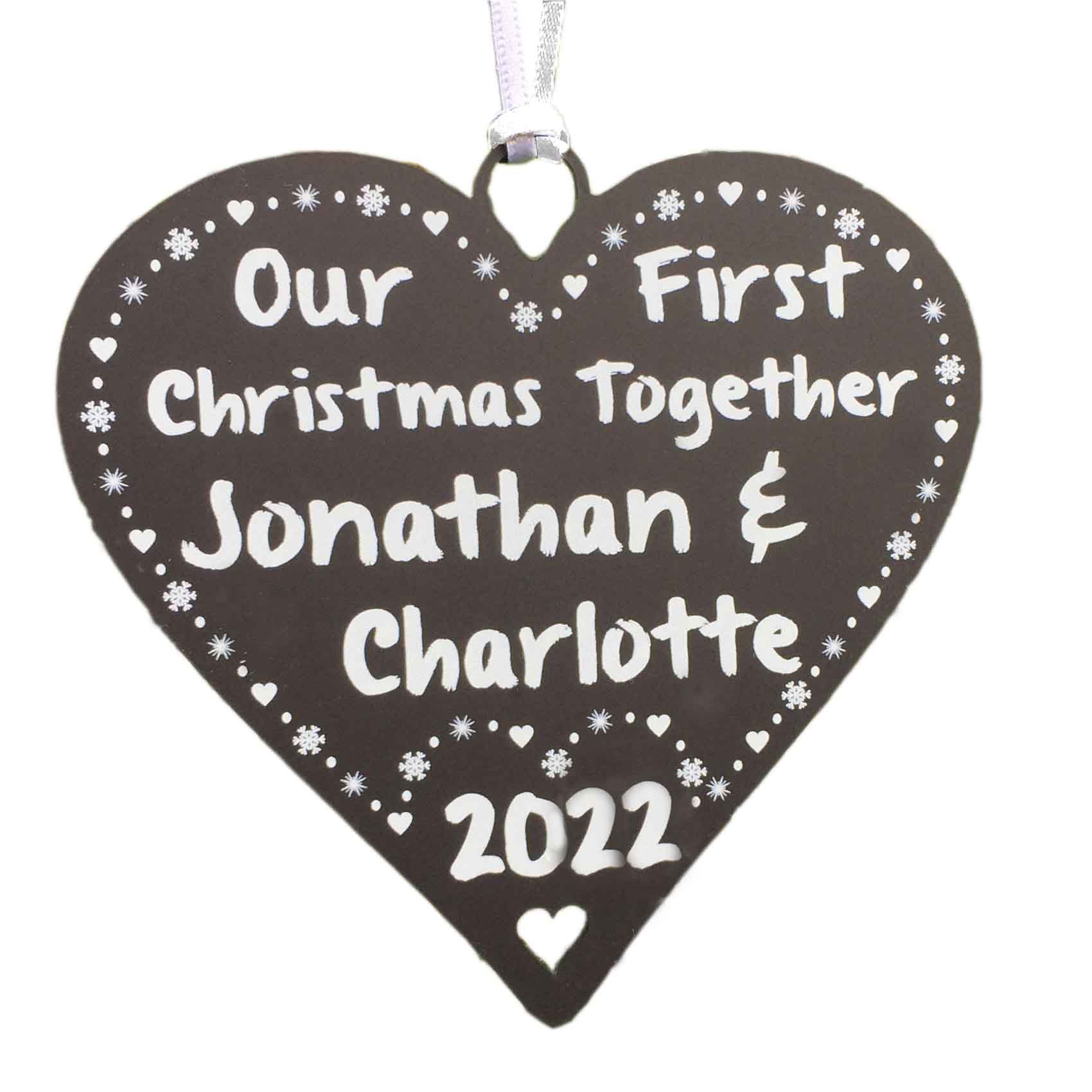 First Christmas Together in 2023 as Boyfriend Girlfriend Personalised Bauble - 10cm Heart