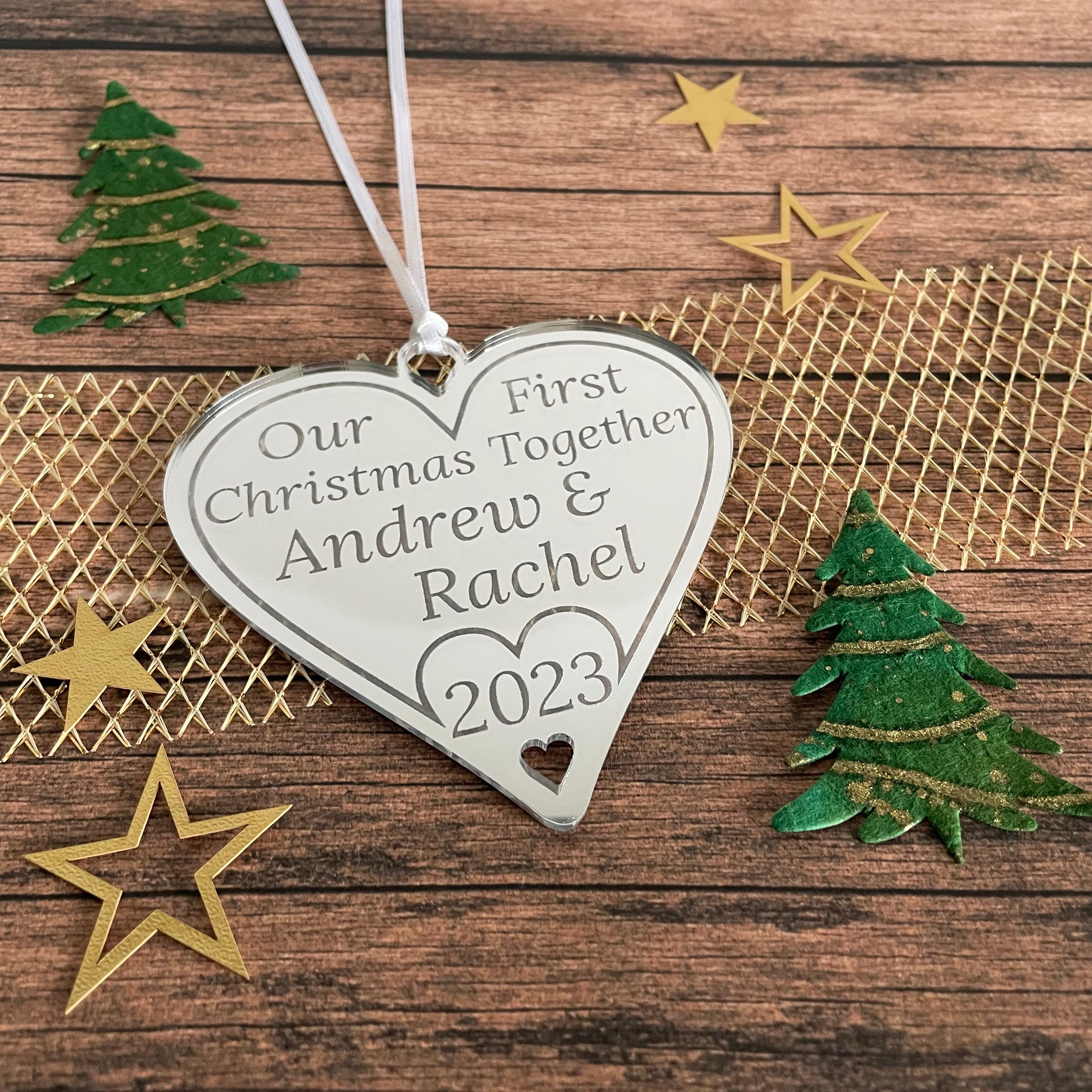 1st Christmas Together 2023 Personalised Couples First as Boyfriend Girlfriend Bauble - 10cm Heart