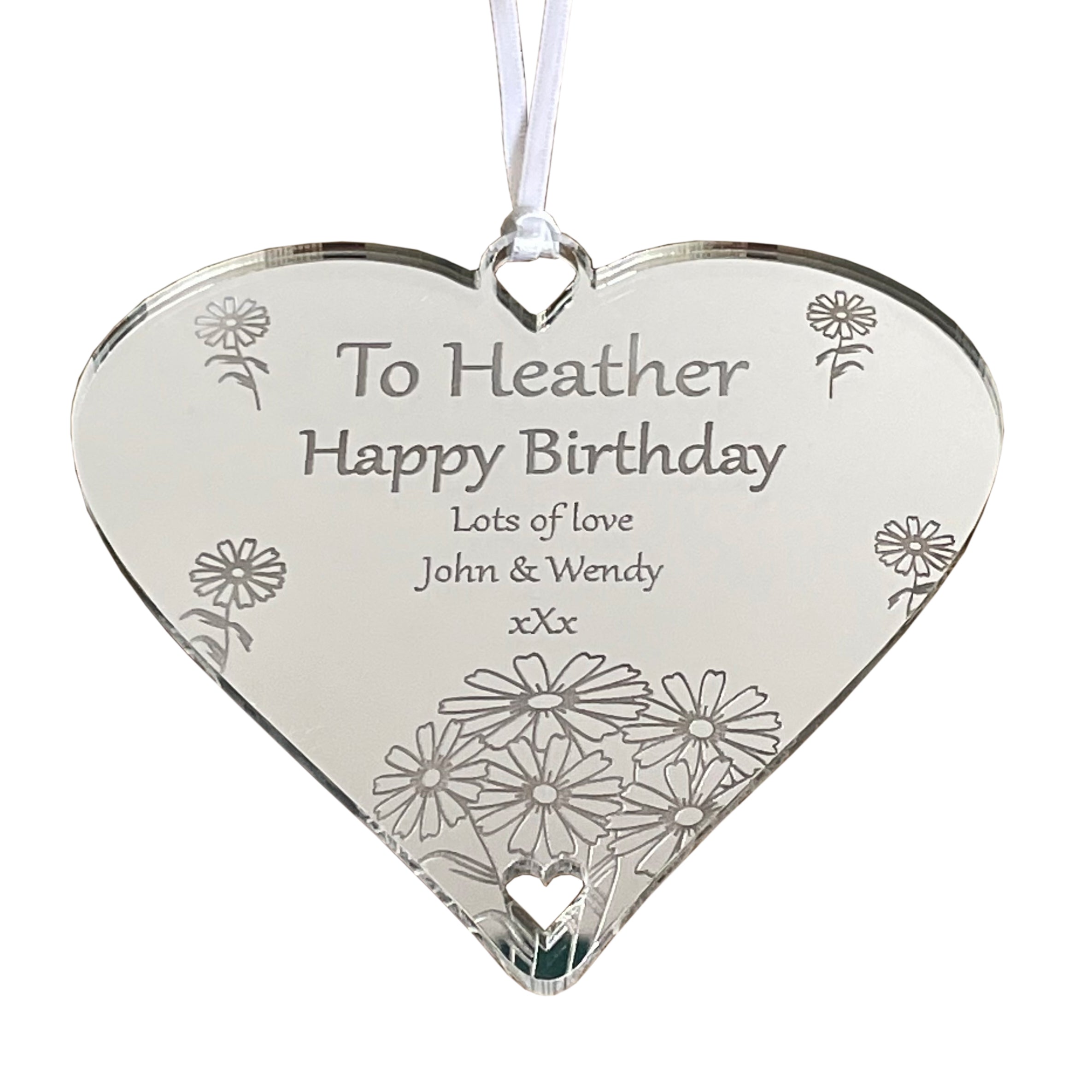 Personalised Gifts for Her Floral Plaque - 10cm Heart