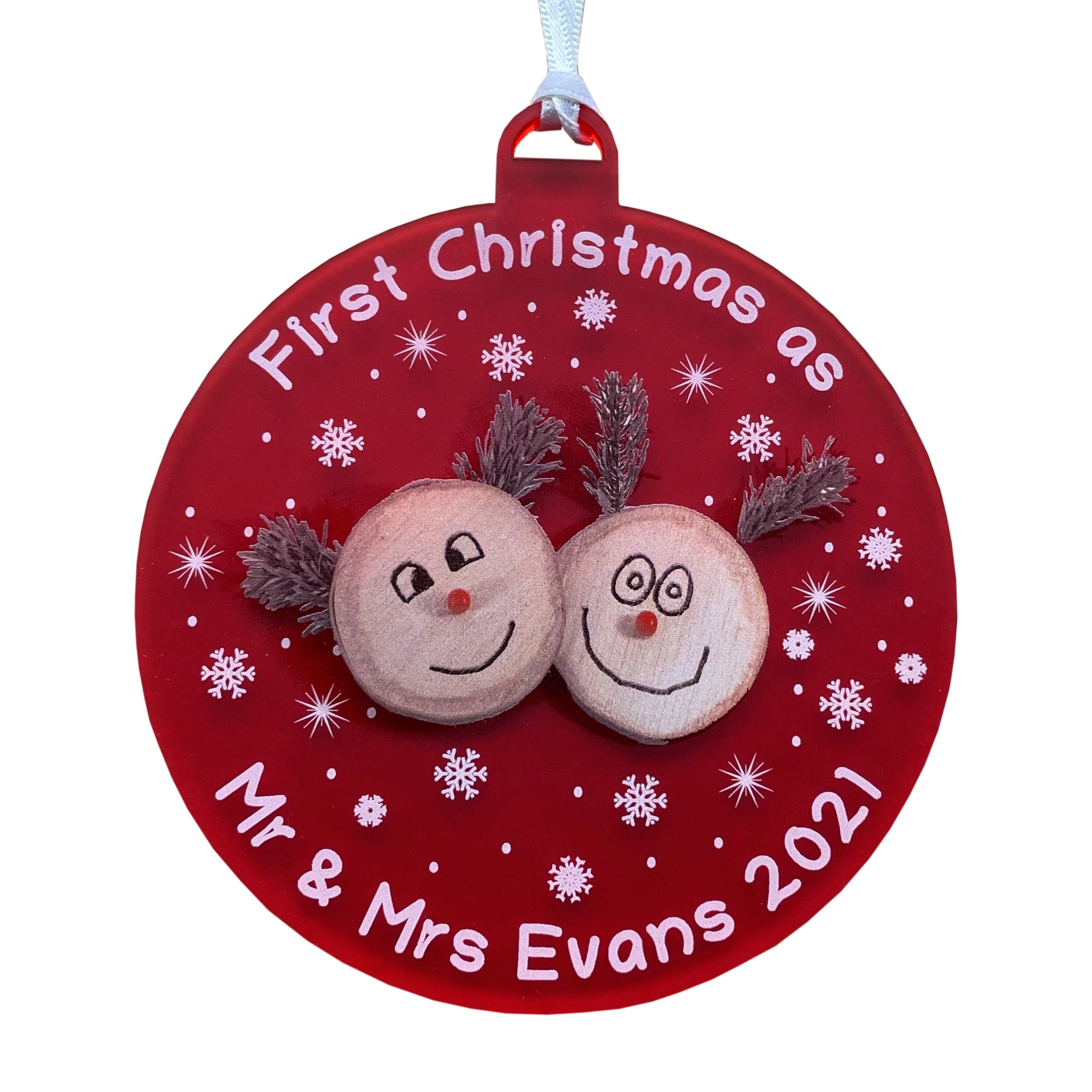 First Christmas Married Personalised 2023 Wedding Bauble Mr | Mrs Tree Hanging Decoration