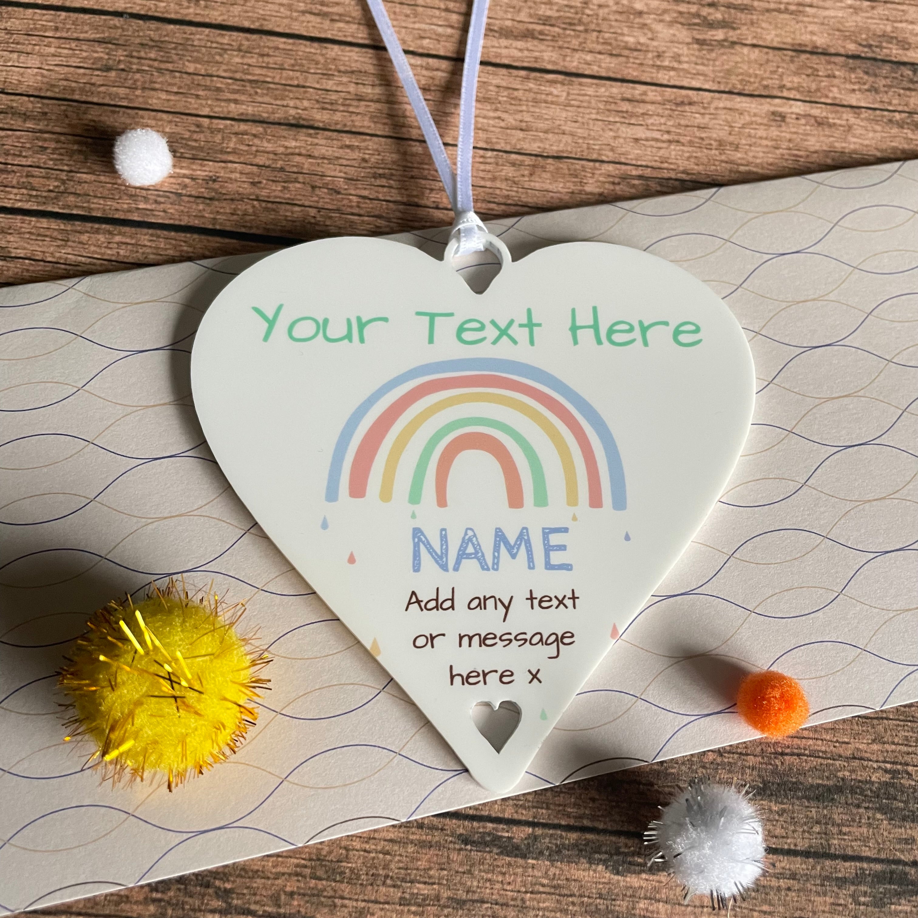 Personalised Fathers Day Gifts Pastel Rainbow - 10cm Heart