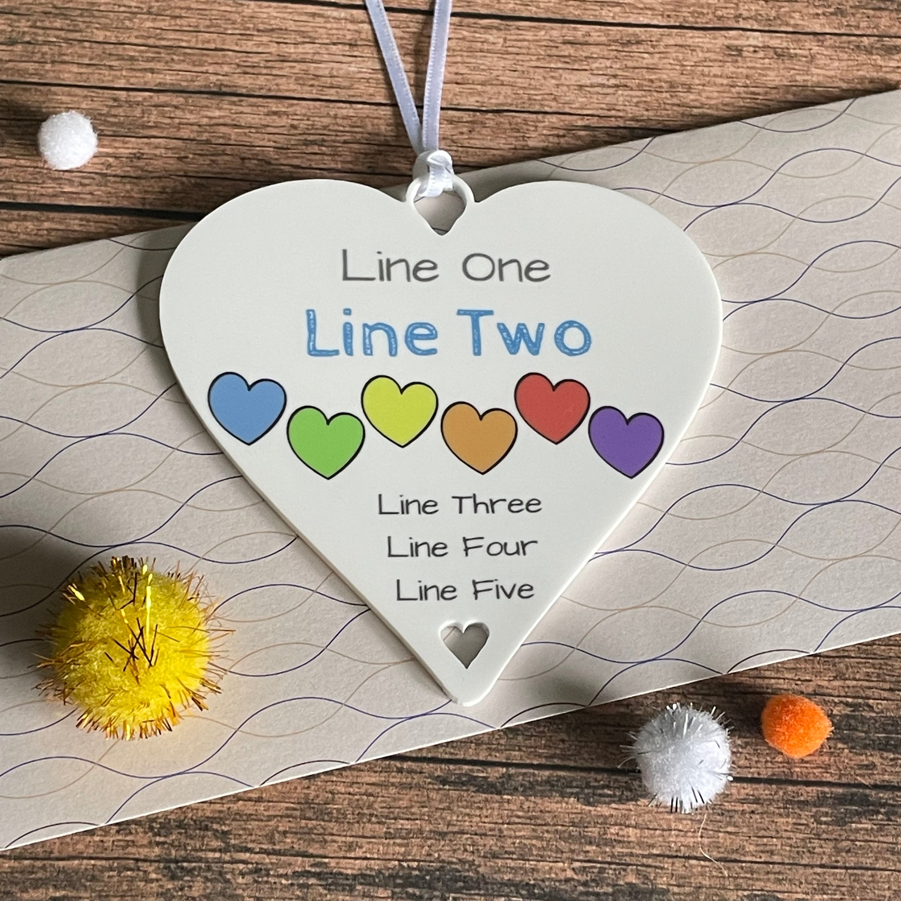 Personalised Fathers Day Gifts Rainbow Hearts - 10cm Heart