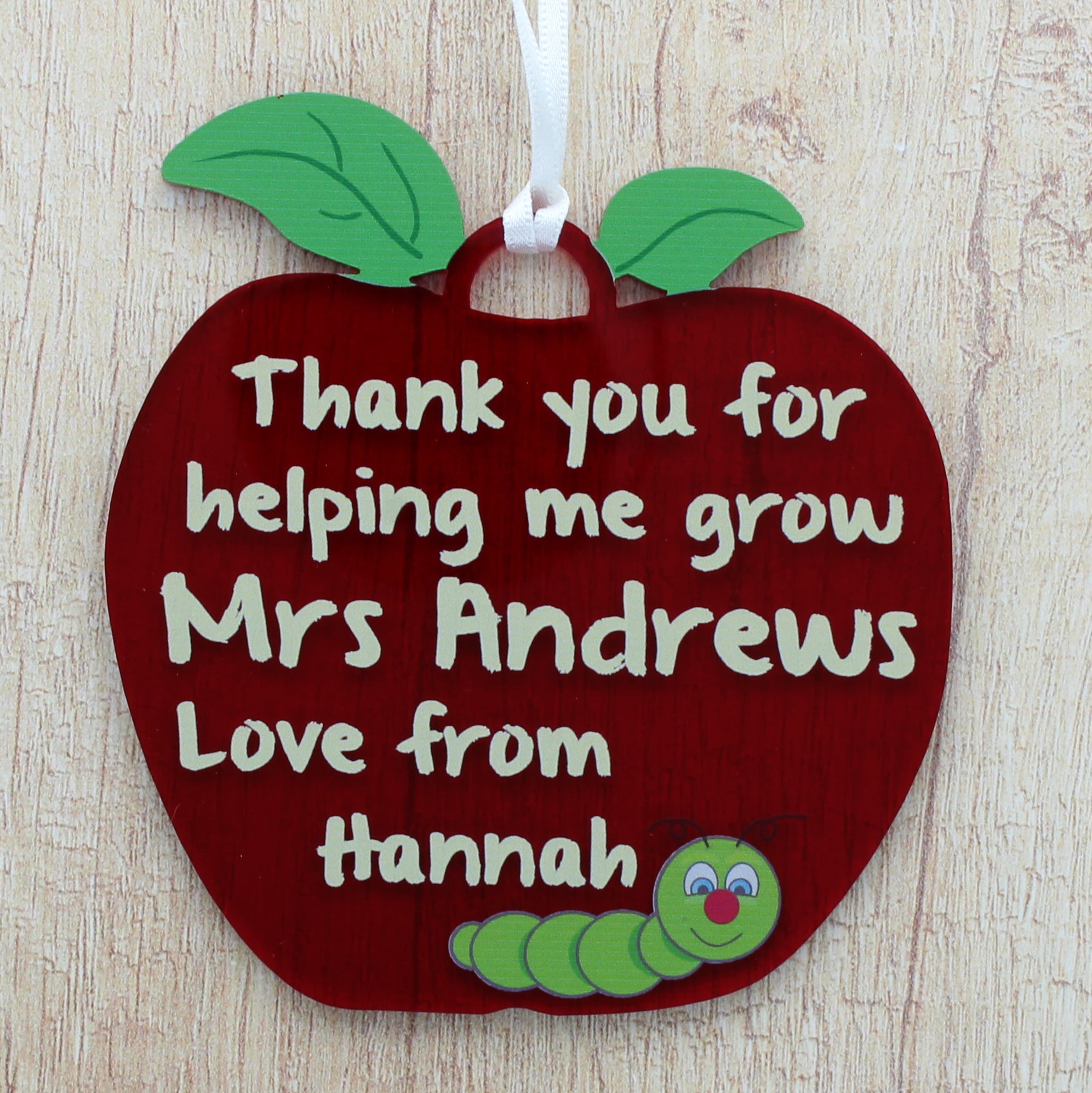 Teachers Thank You Gift Personalised End of Term Apple Decoration