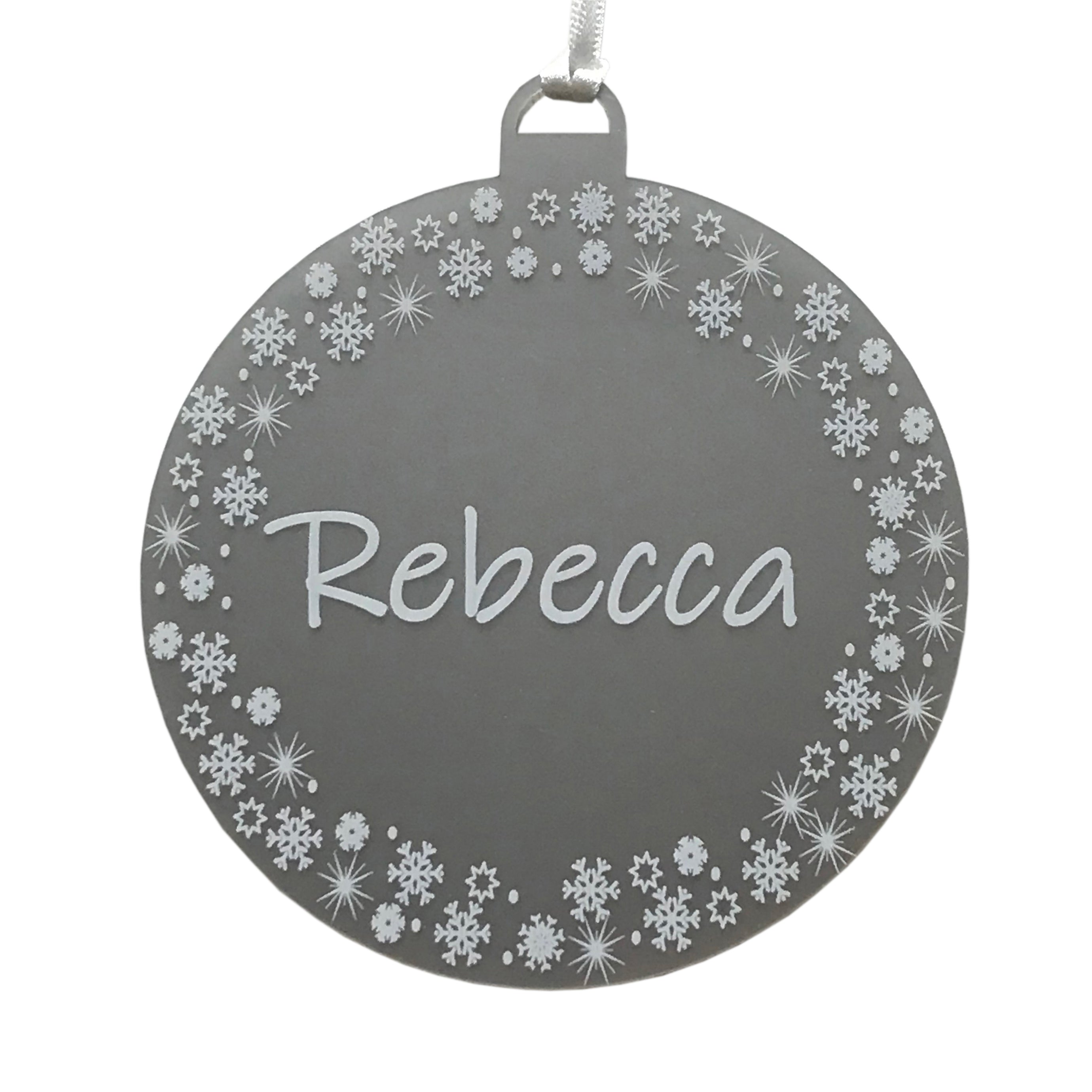 Personalised Name Christmas Bauble Snowflake Border Hanging Tree Decoration