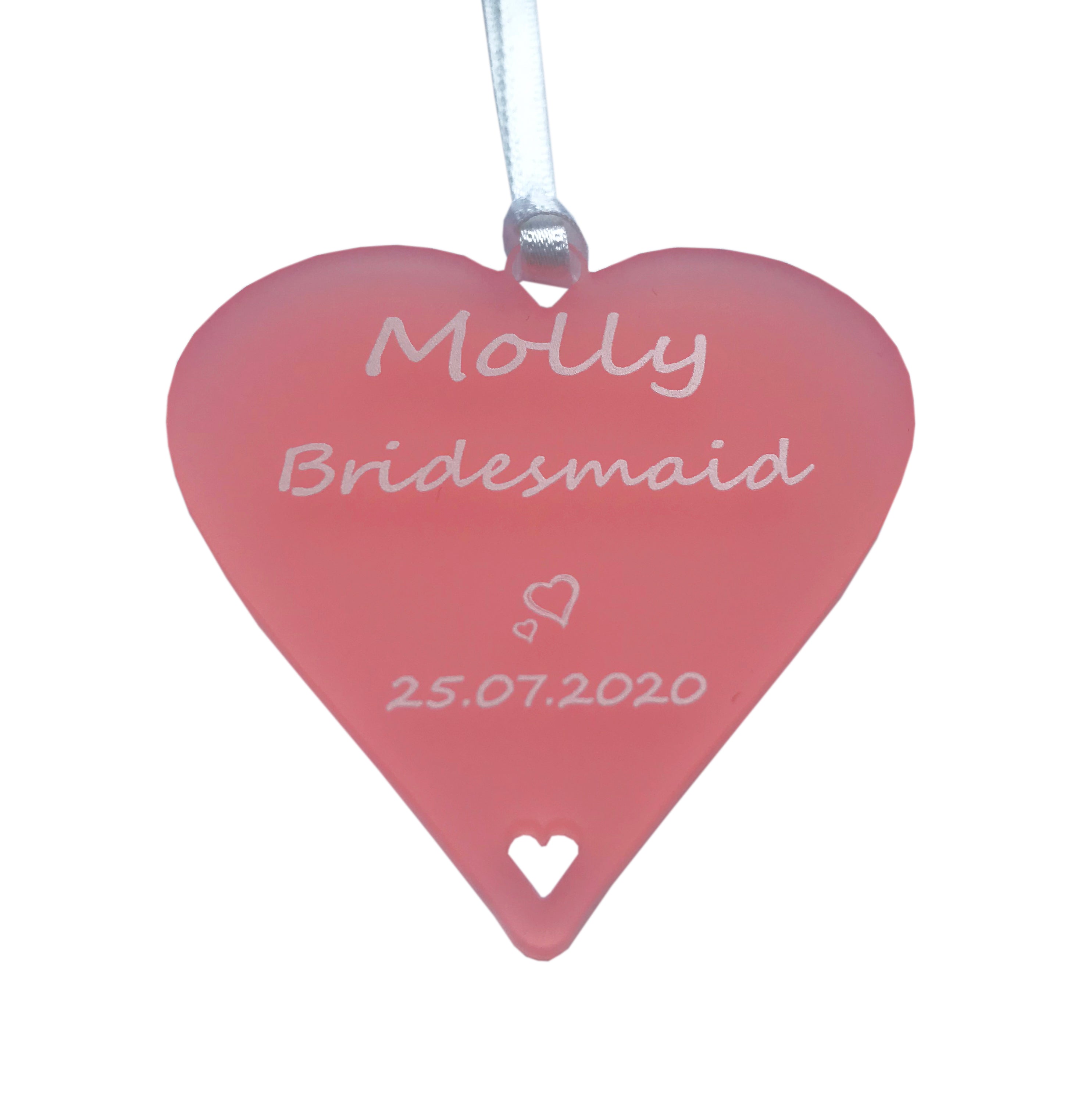 Wedding Hanger Hearts Personalised Bridesmaid Dress Maid of Honour Tags - 5cm Heart