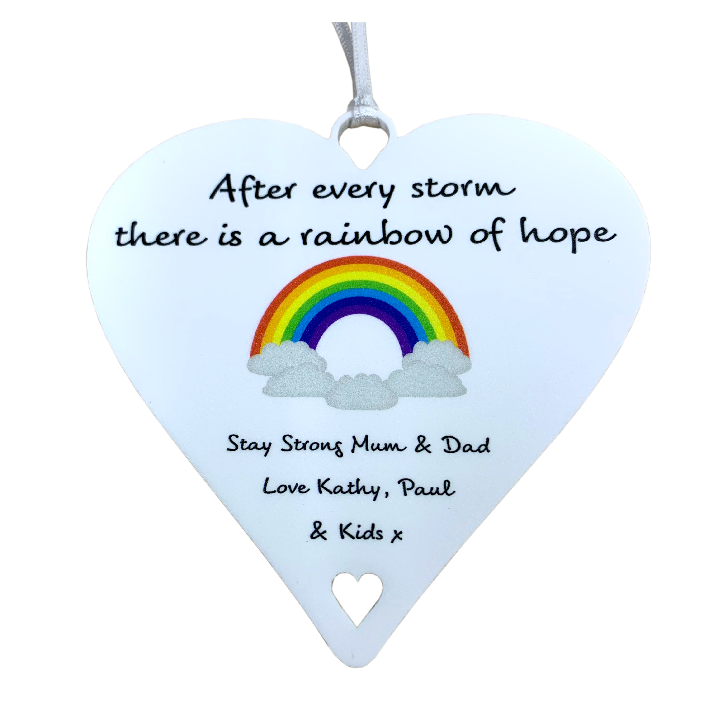 After every storm there is a rainbow of Hope Personalised Friendship Motivational Thank You Gifts - 10cm Heart
