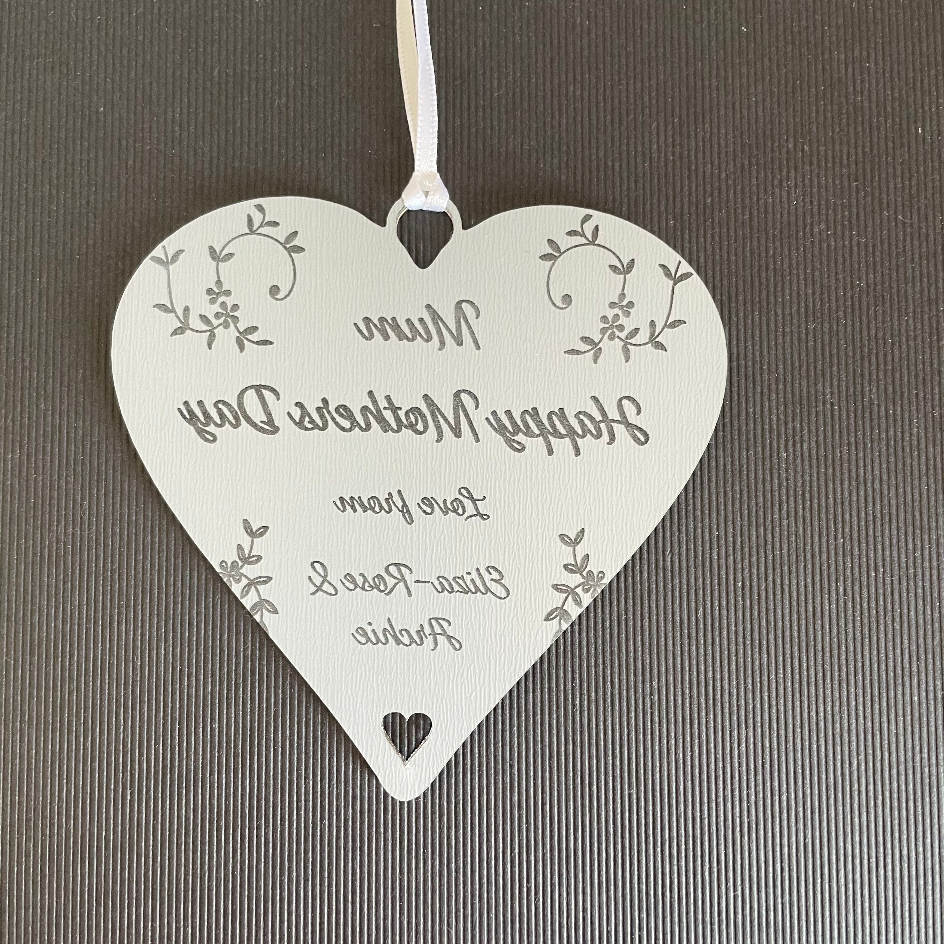 Personalised Gifts for Her Vine Flowers Plaque - 10cm Heart