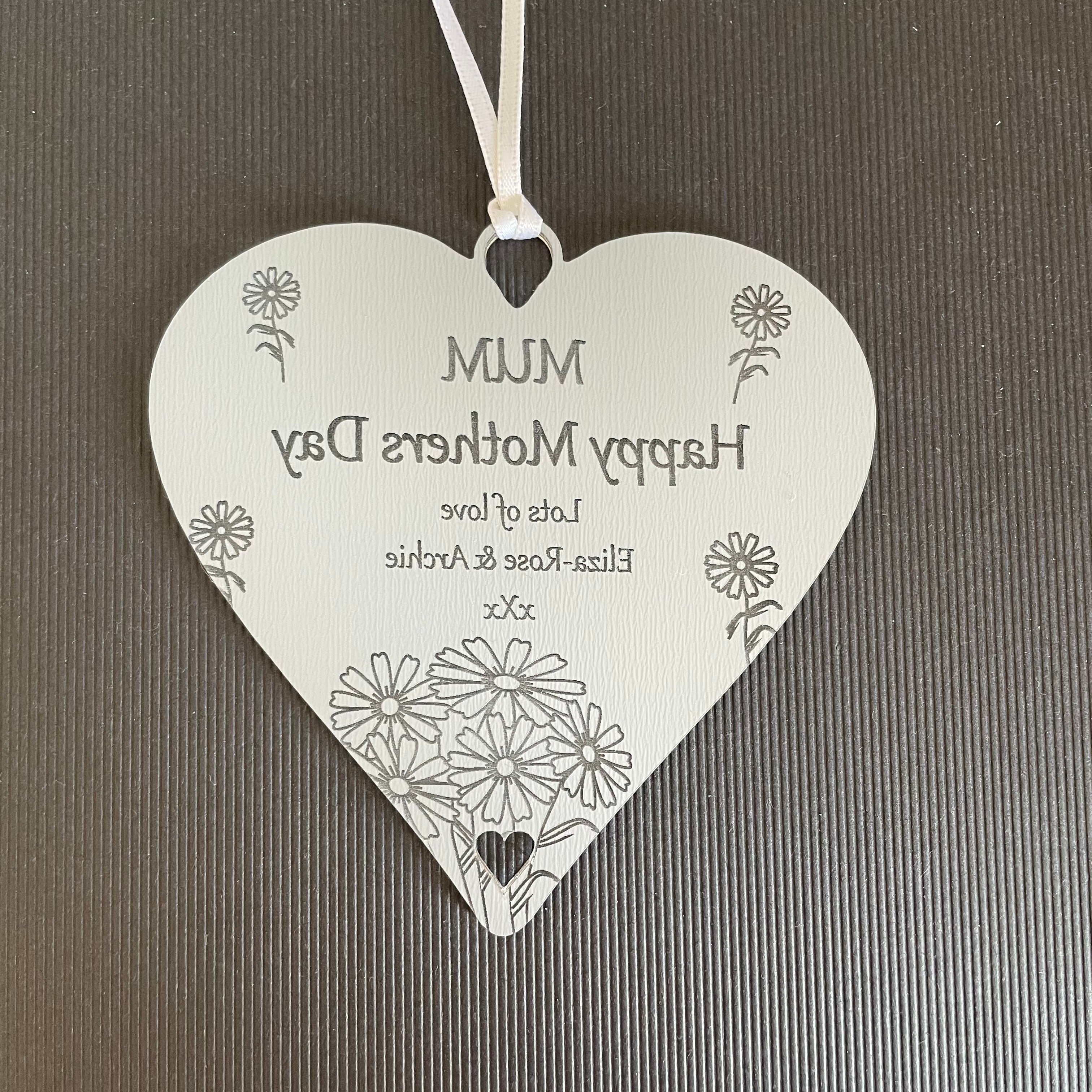 Personalised Gifts for Her Floral Plaque - 10cm Heart