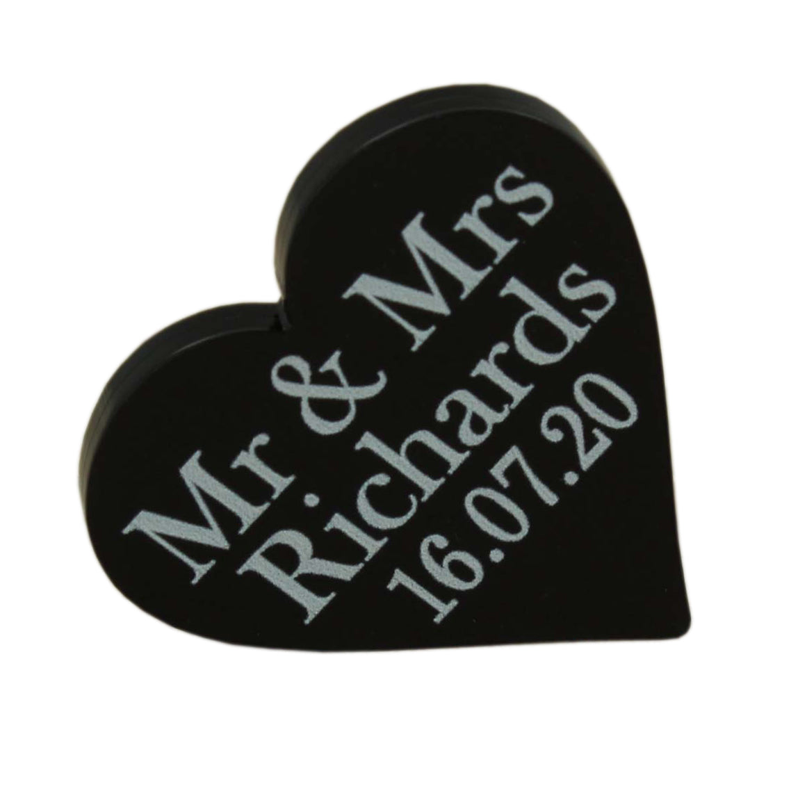 Personalised Wedding Favours - Frosted Black Acrylic Love Hearts