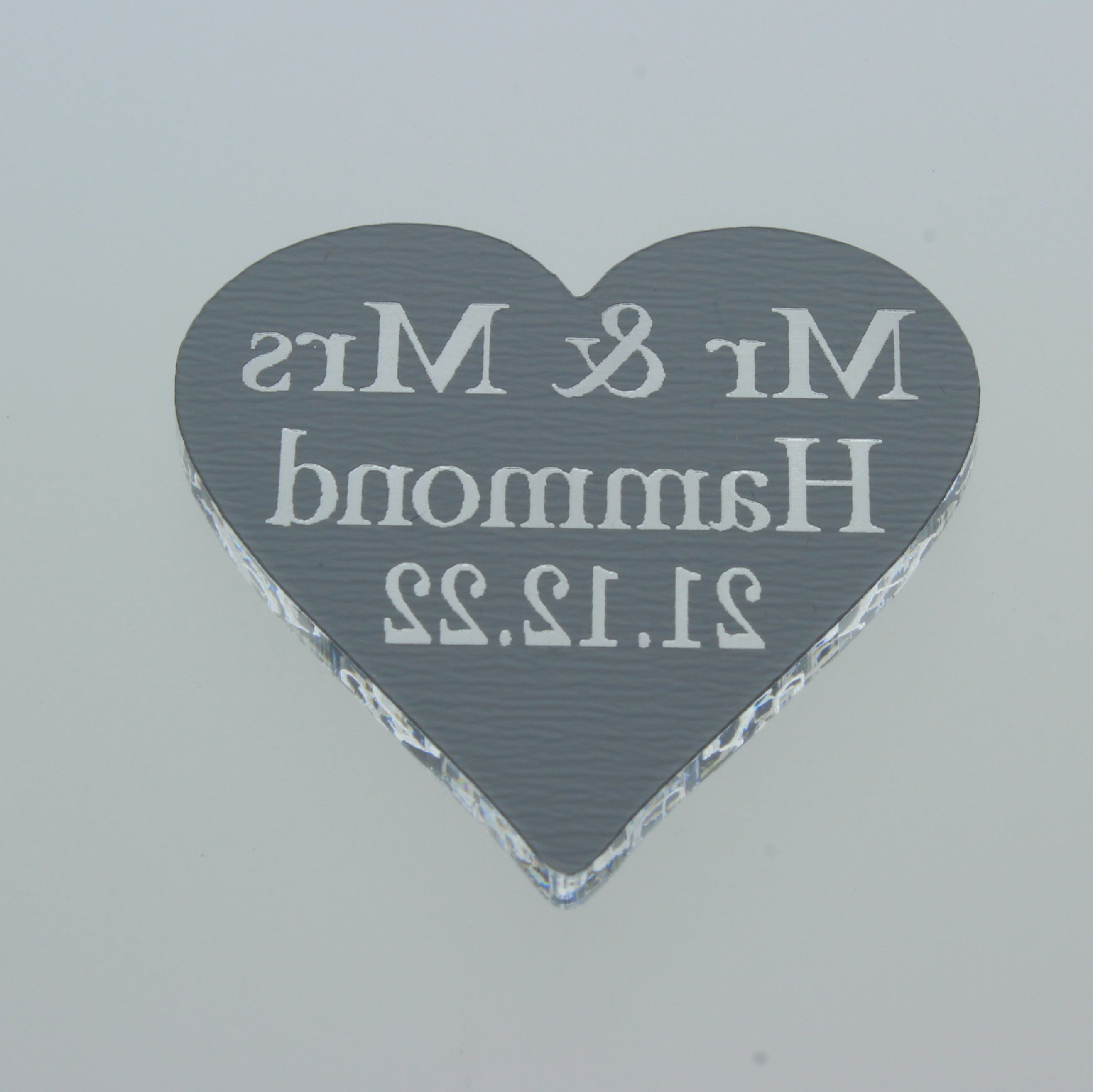Personalised Wedding Favours - Red Mirror Acrylic Love Hearts
