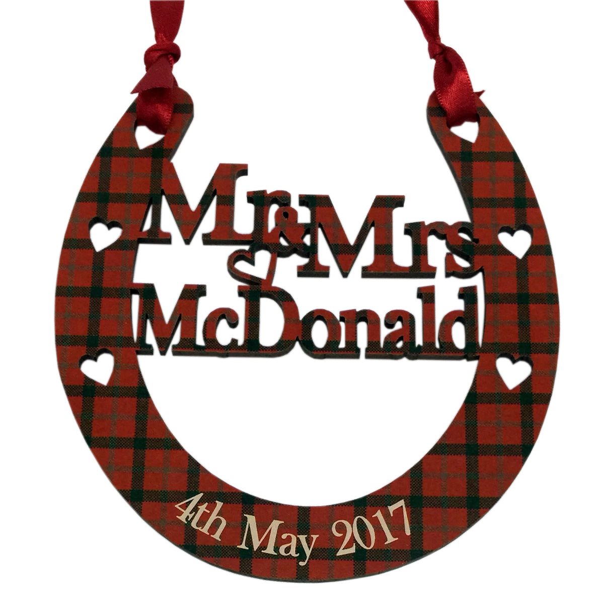 Tartan Wedding Horseshoe Personalised Gretna Scotland Inspired Anniversary Gift
