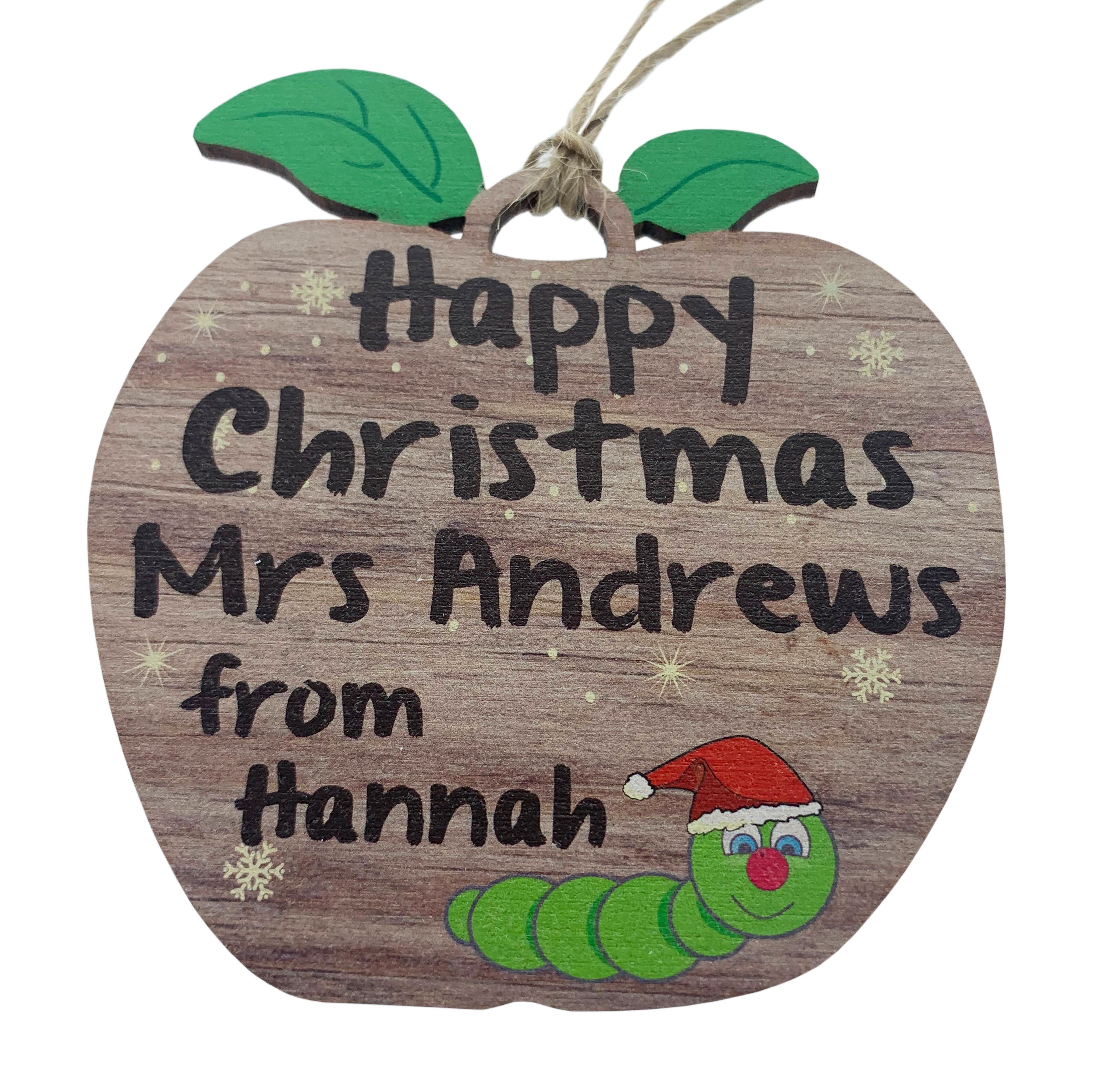 Teachers Christmas Gift Thank You Teacher Personalised Apple Decoration