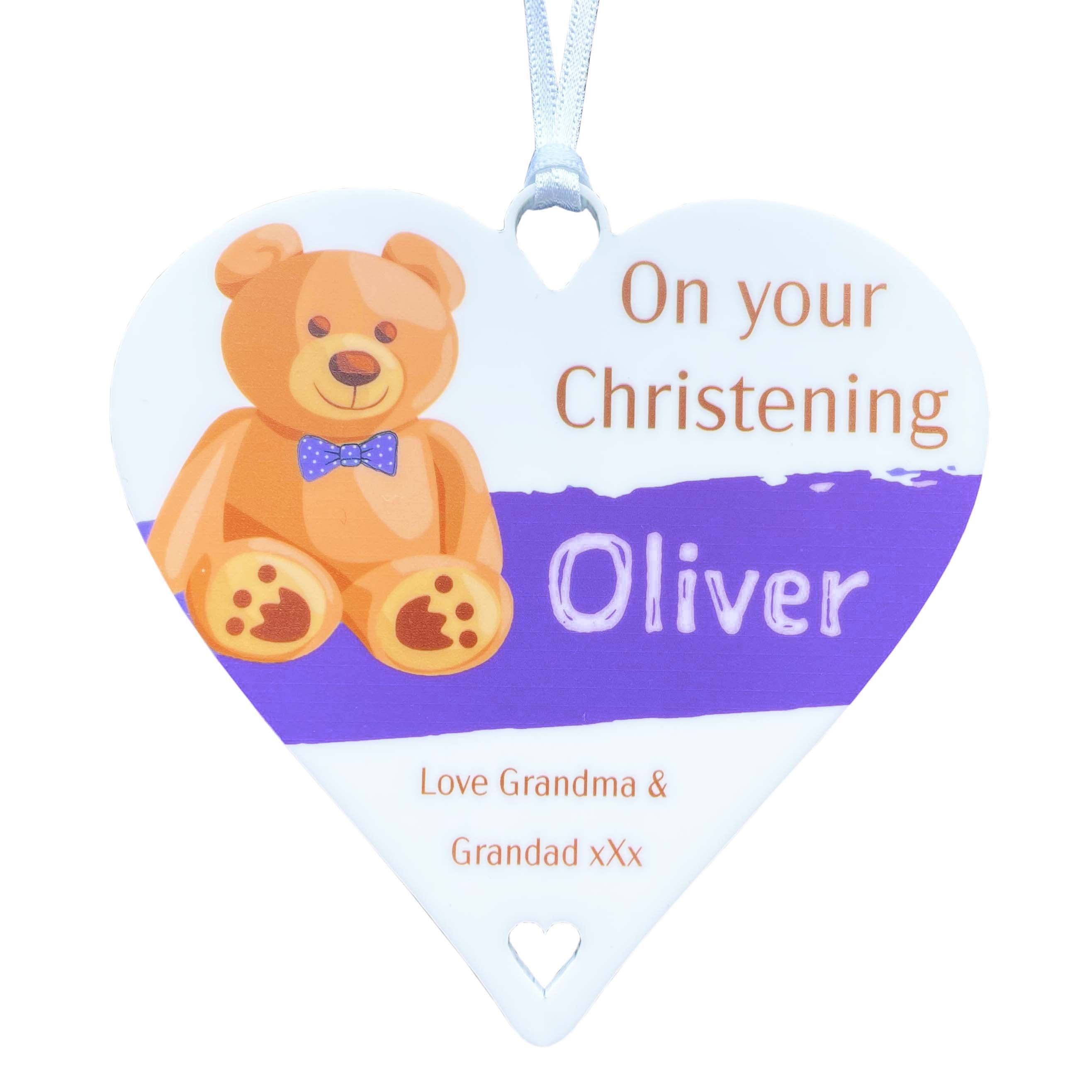 Personalised Christening Gift / Naming Day Teddy Keepsake for Boys or Girls - 10cm Heart