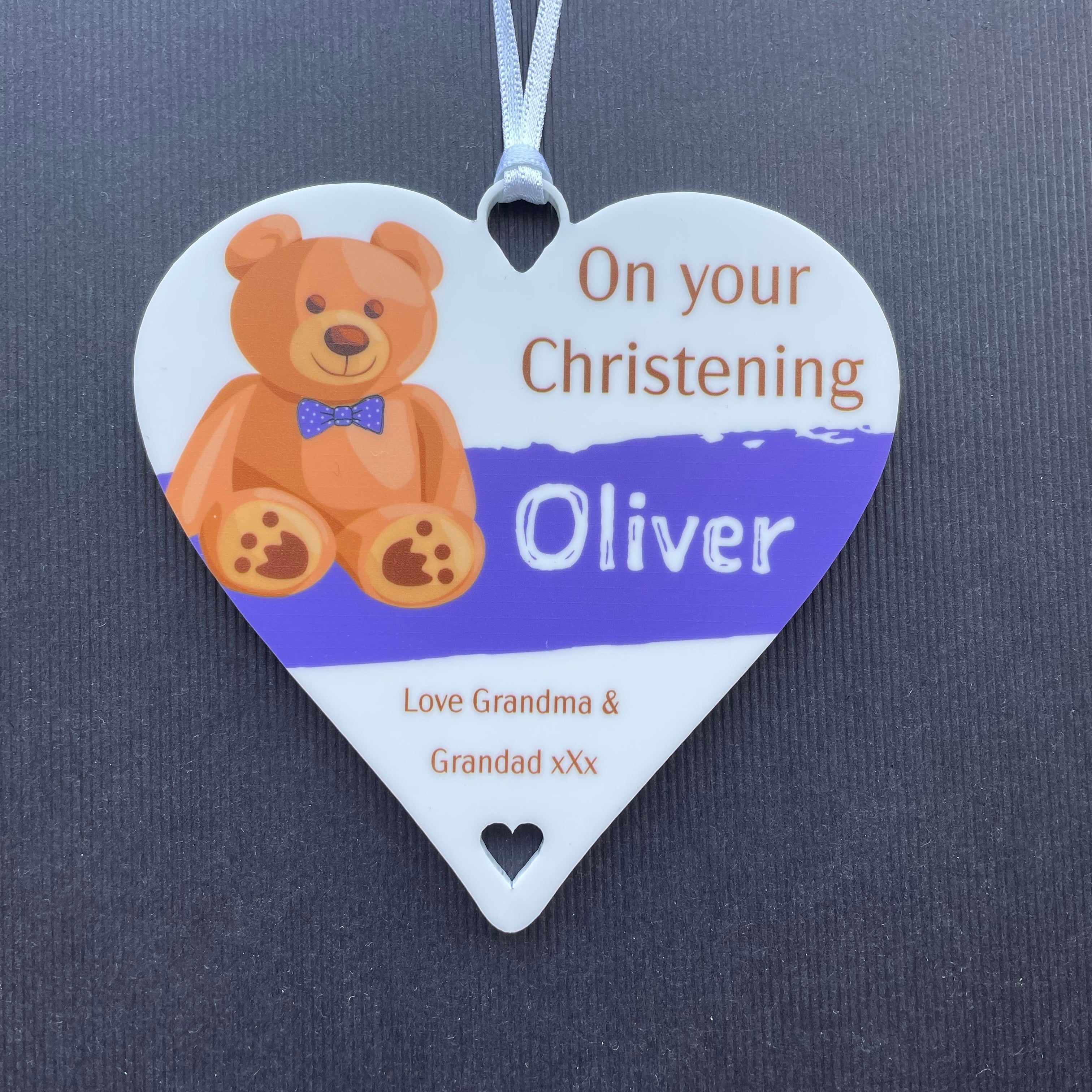 Personalised Christening Gift / Naming Day Teddy Keepsake for Boys or Girls - 10cm Heart