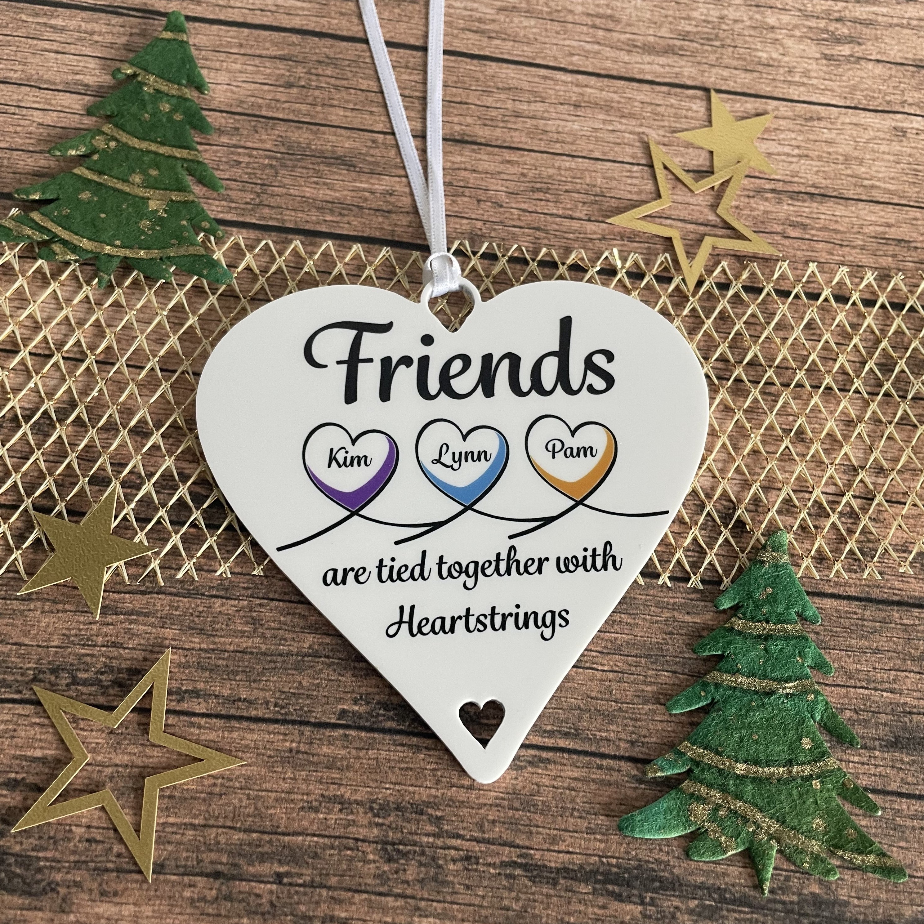 Friendship Gifts Personalised Best Friends Heartstrings Plaque - 10cm Heart