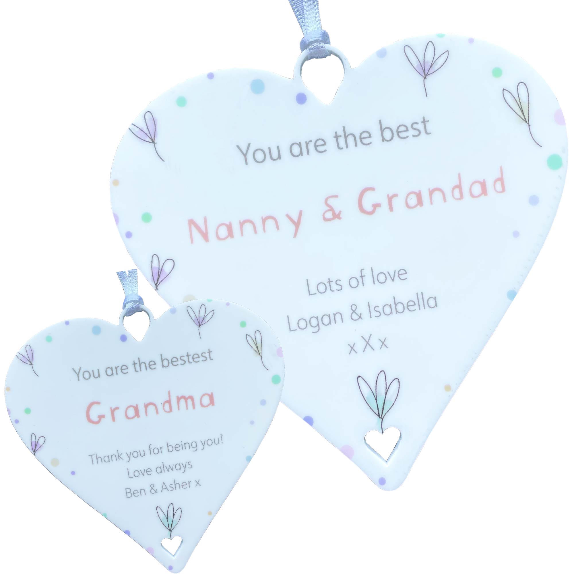 Grandparents Gift Personalised for Grandma Grandpa Nanny Grandad - 10cm Heart