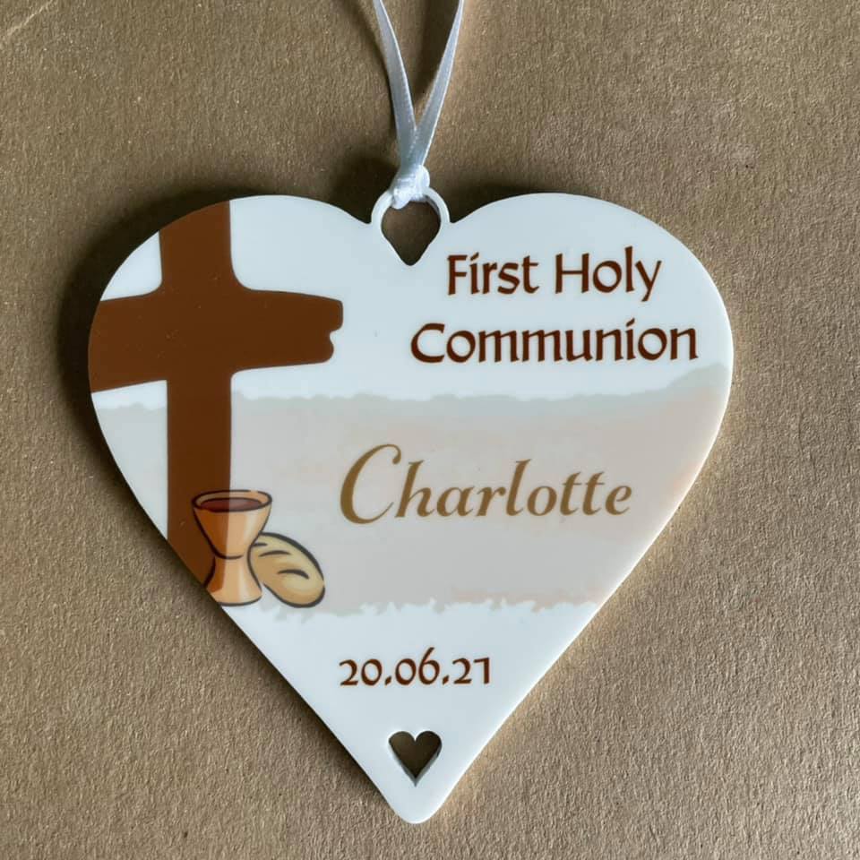 First Holy Communion Personalised Gift for Girls / Boys Congratulations On your 1st Holy Communion - 10cm Heart