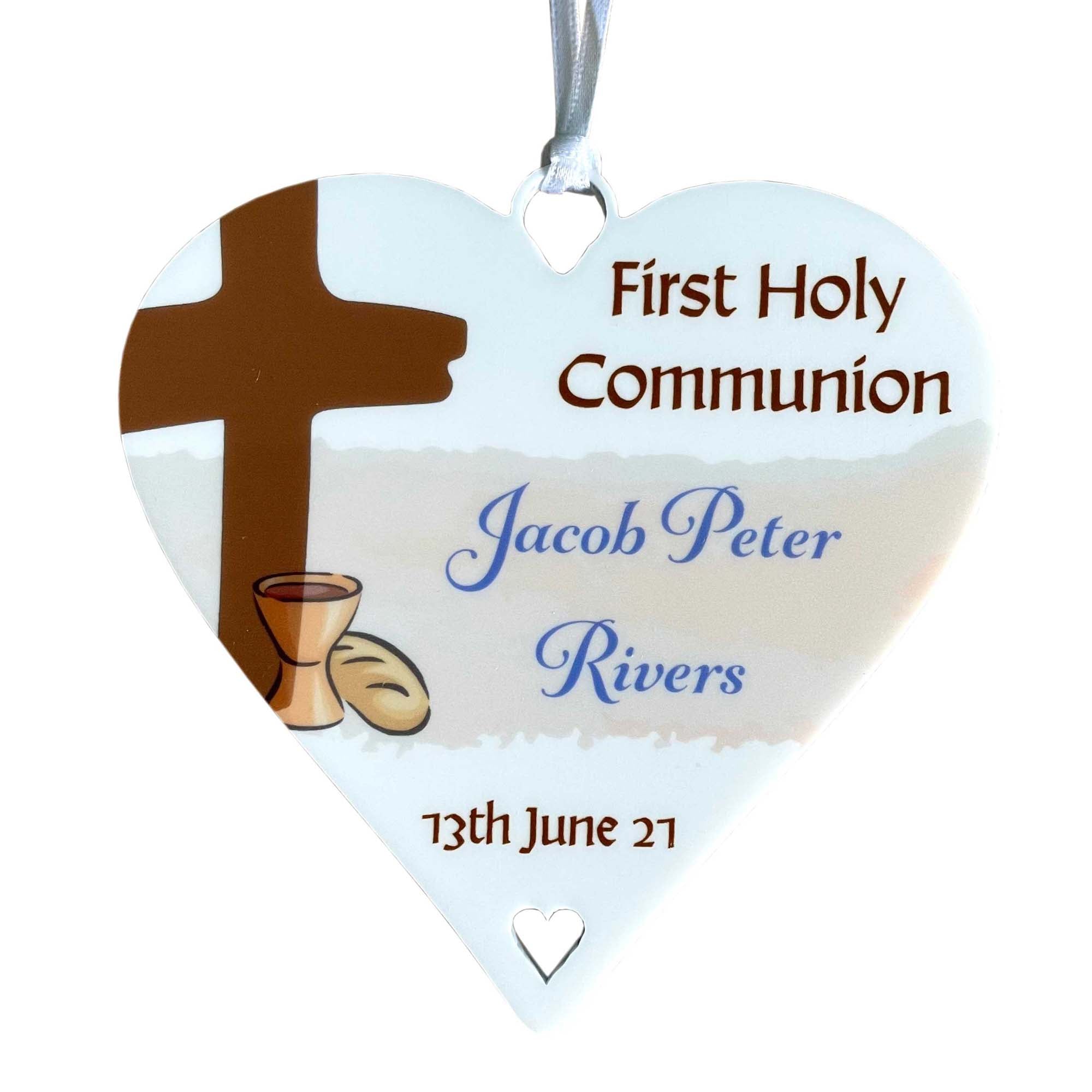 First Holy Communion Personalised Gift for Boys Congratulations On your 1st Holy Communion - 10cm Heart