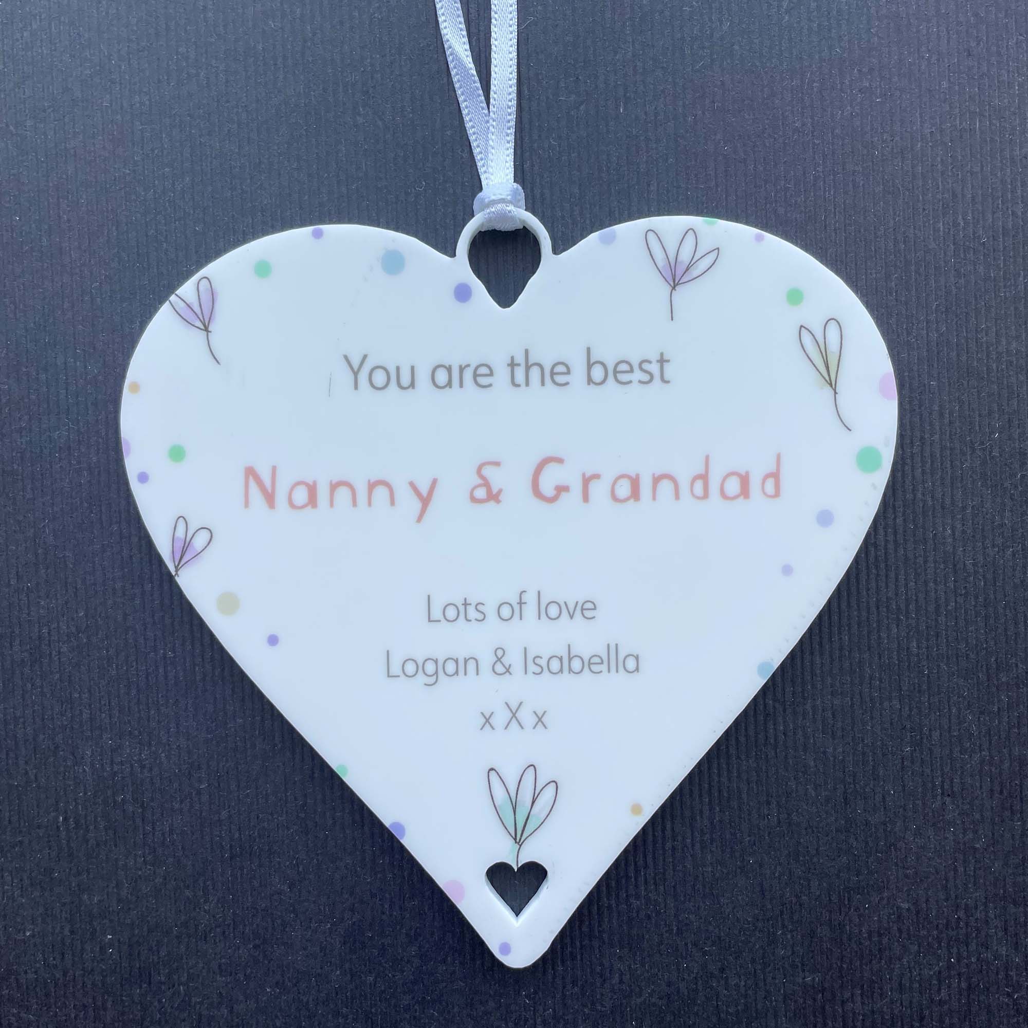 Grandparents Gift Personalised for Grandma Grandpa Nanny Grandad - 10cm Heart