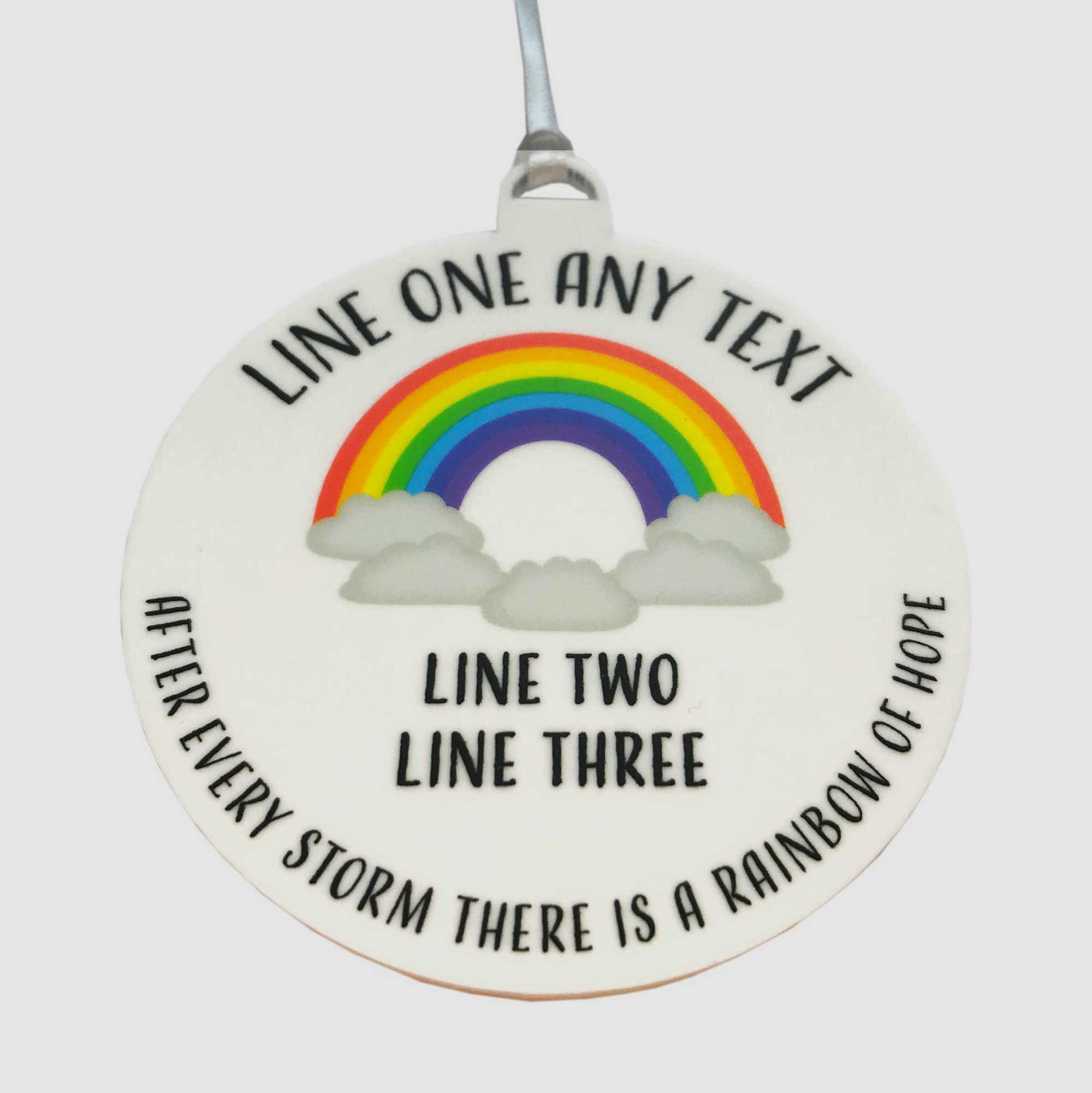 After every storm there is a rainbow of Hope Personalised Christmas Tree Decoration - White Bauble