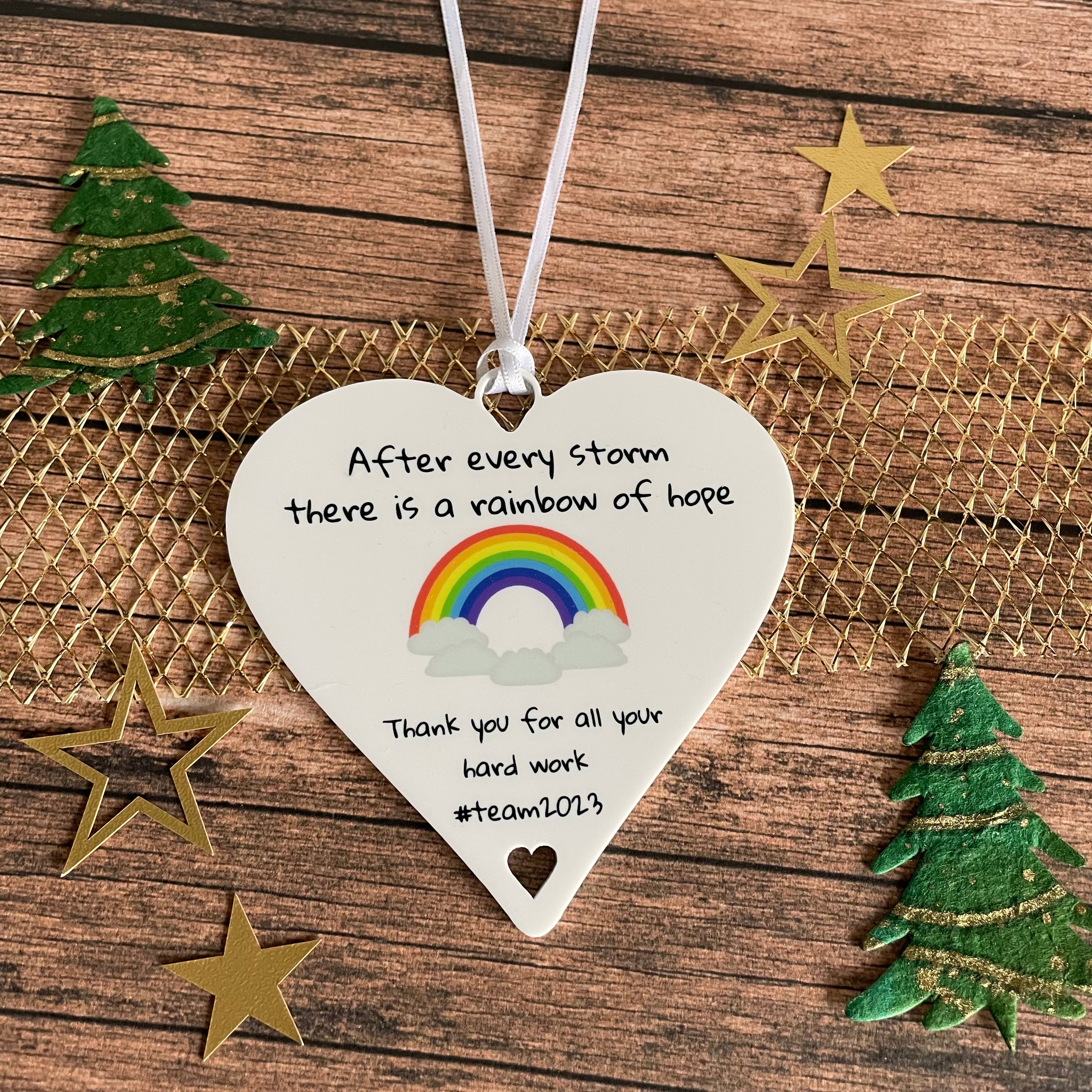 After every storm there is a rainbow of Hope Personalised Friendship Motivational Thank You Gifts - 10cm Heart