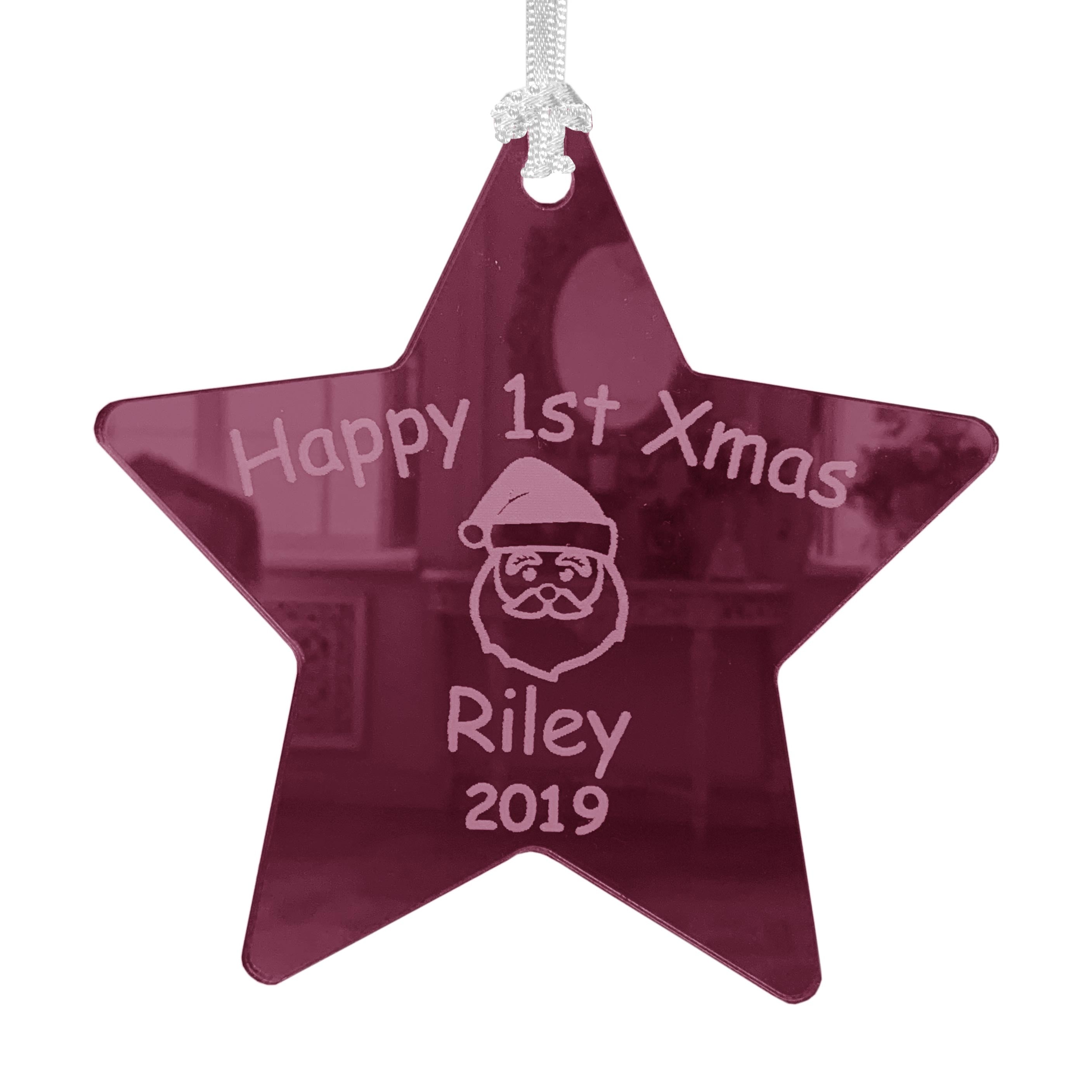 Babies First Christmas 2023 Personalised Baby's 1st Xmas Santa Bauble - 10cm Star