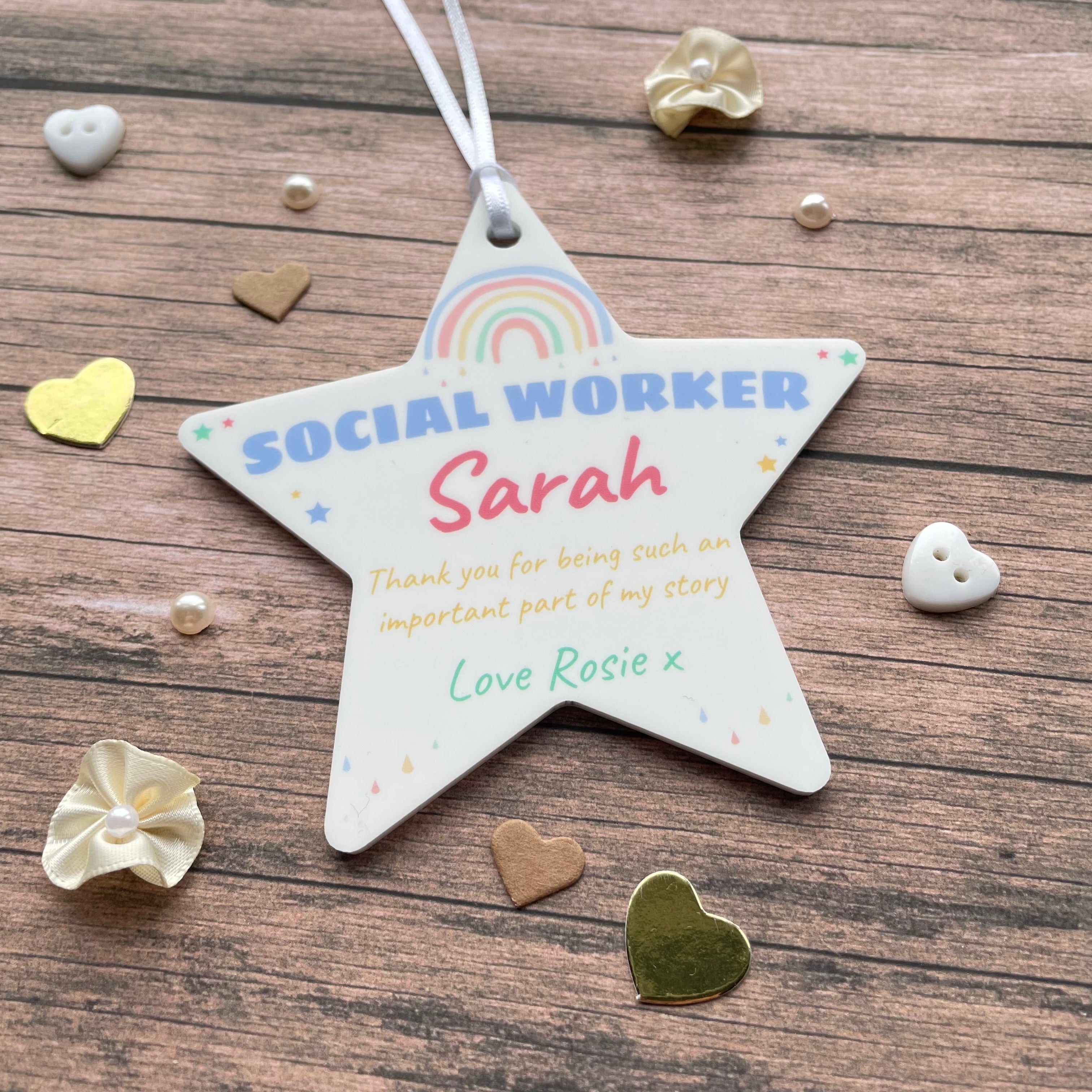 Foster Carer & Social Worker Personalised Thank You Adoption Gifts - 10cm Star