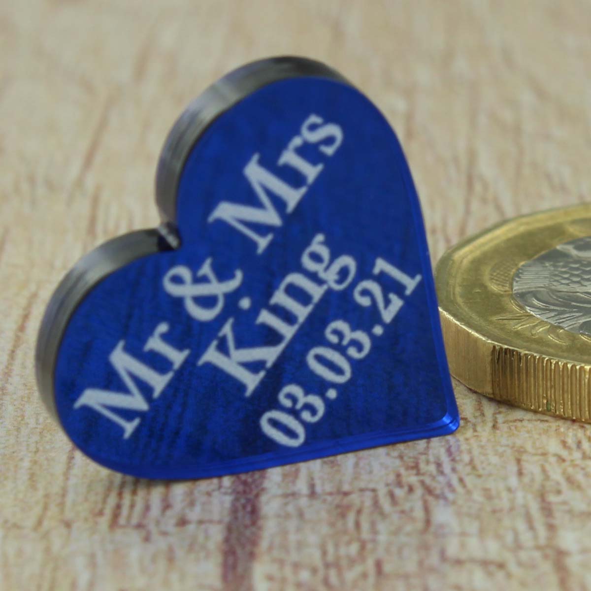 Personalised Wedding Favours - Translucent Blue Acrylic Love Hearts