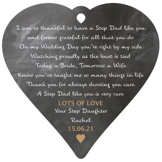 Personalised Step Father of the Bride Wedding Gift from Stepdaughter - 14cm Plaque