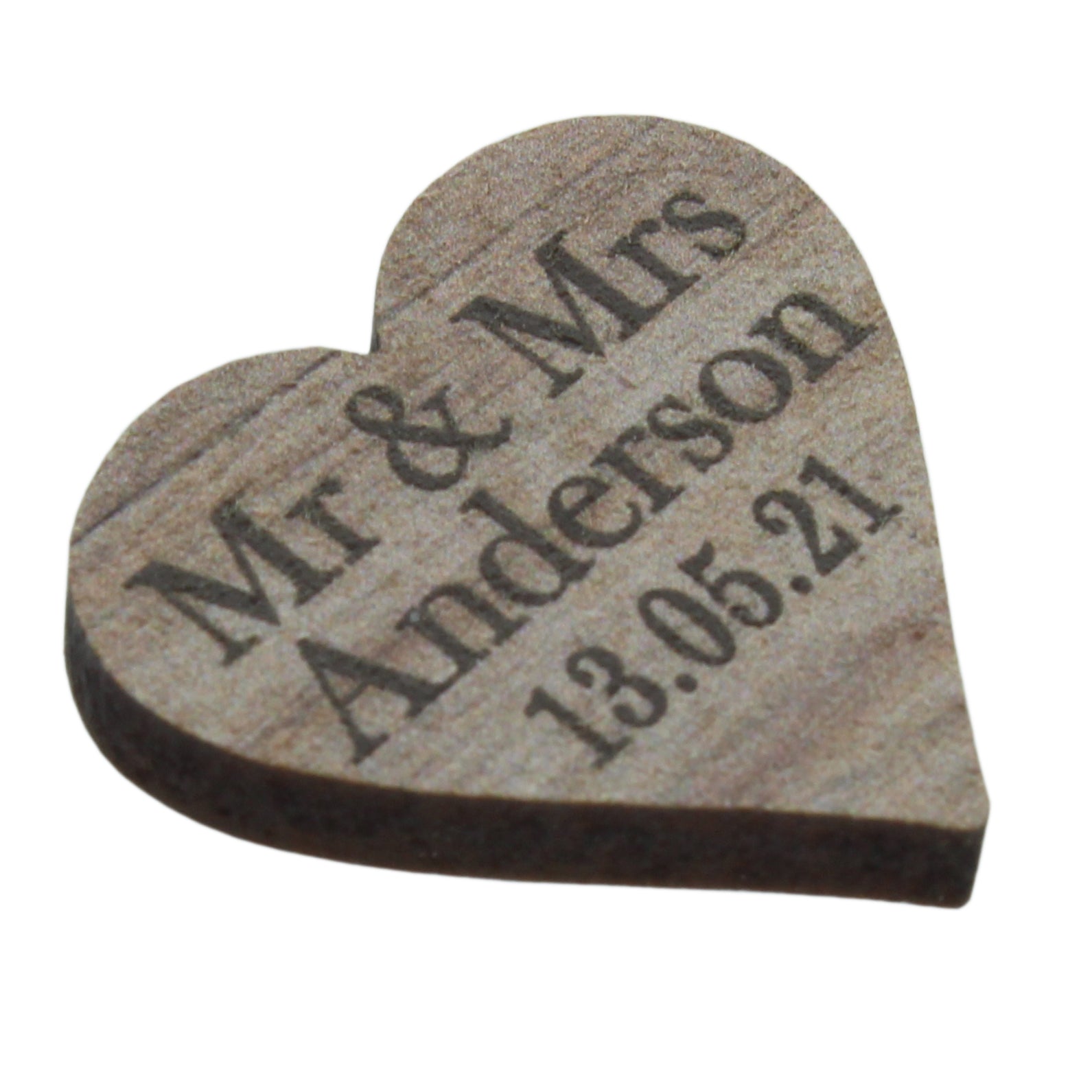 Personalised Wedding Favours - Rustic MDF Wooden Effect Love Hearts