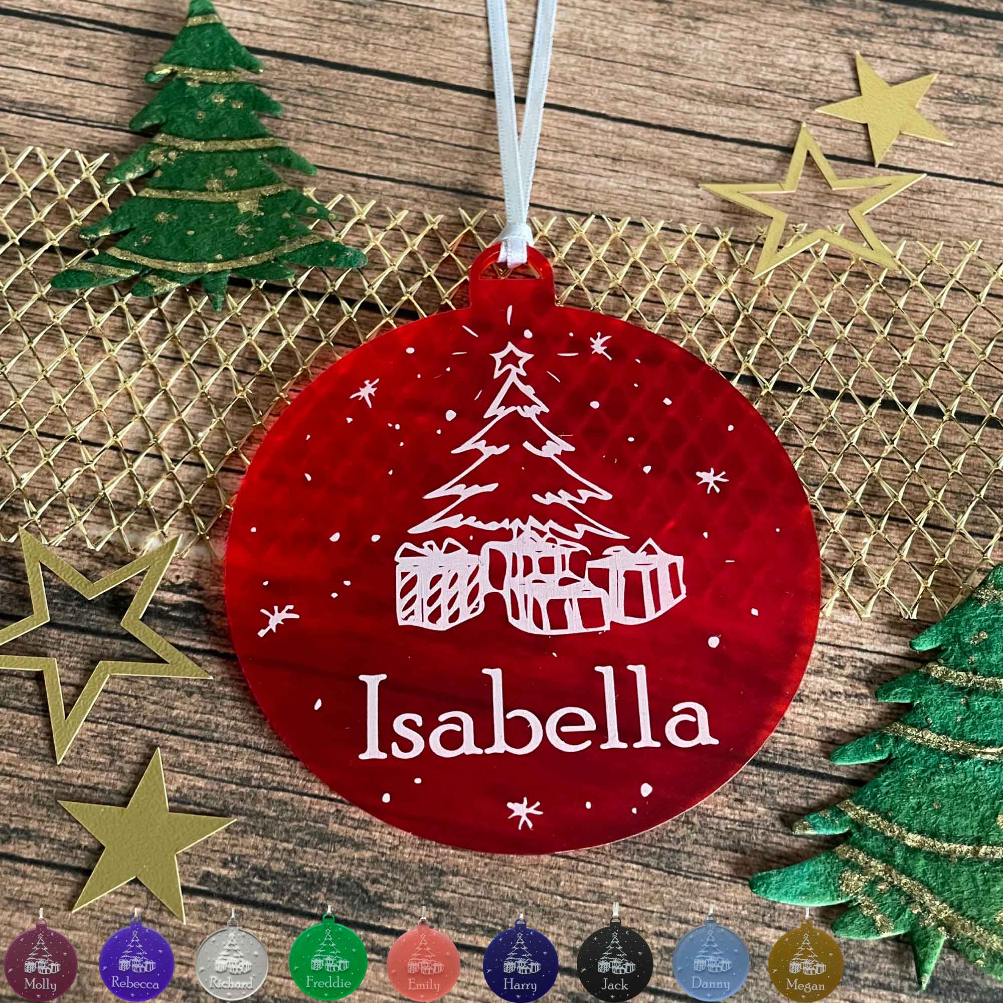 Personalised Name Christmas Bauble Hanging Tree Decoration