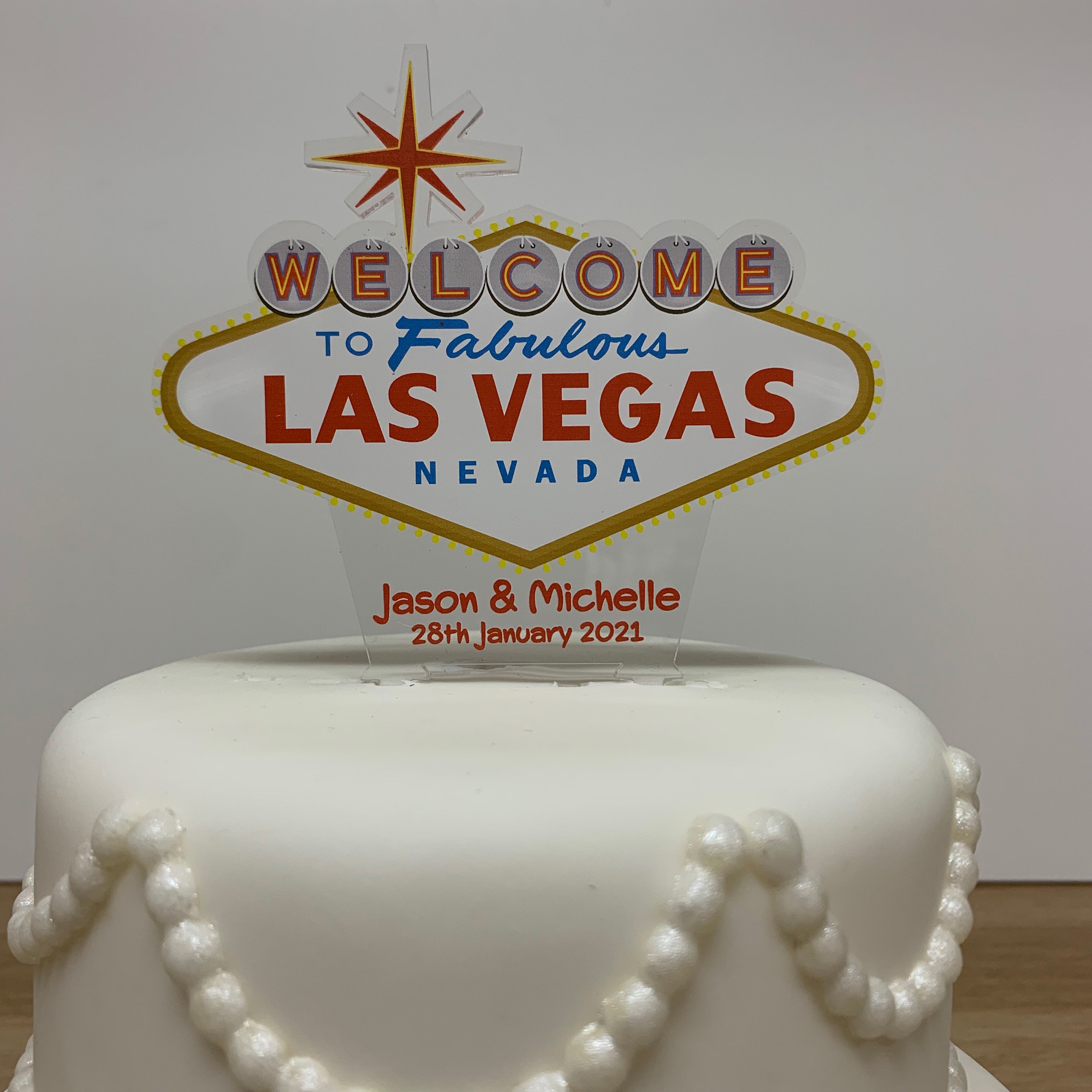 Welcome to Las Vegas Nevada Themed Wedding Casino Party Cake Topper