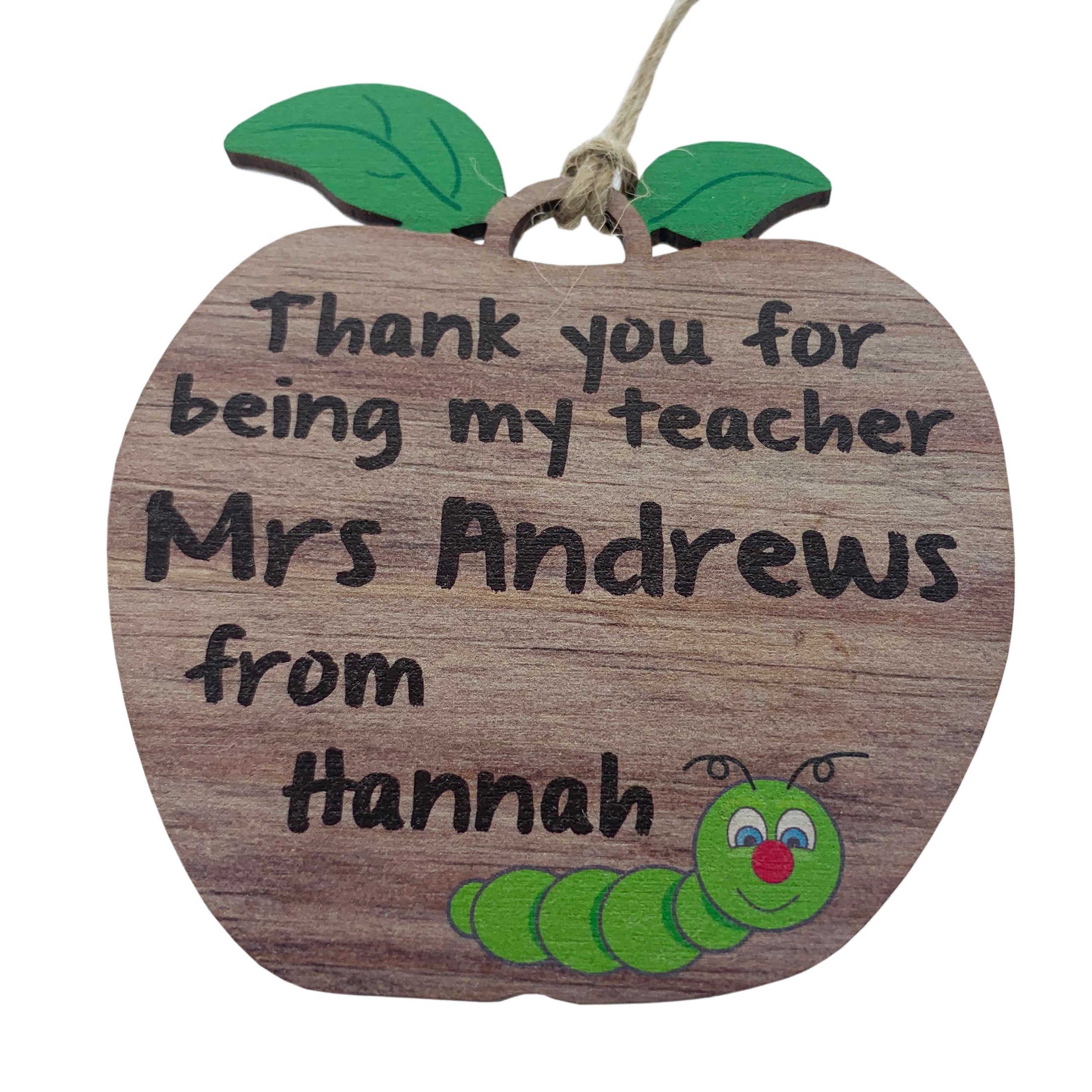 Teachers Thank You Gift Personalised End of Term Apple Decoration